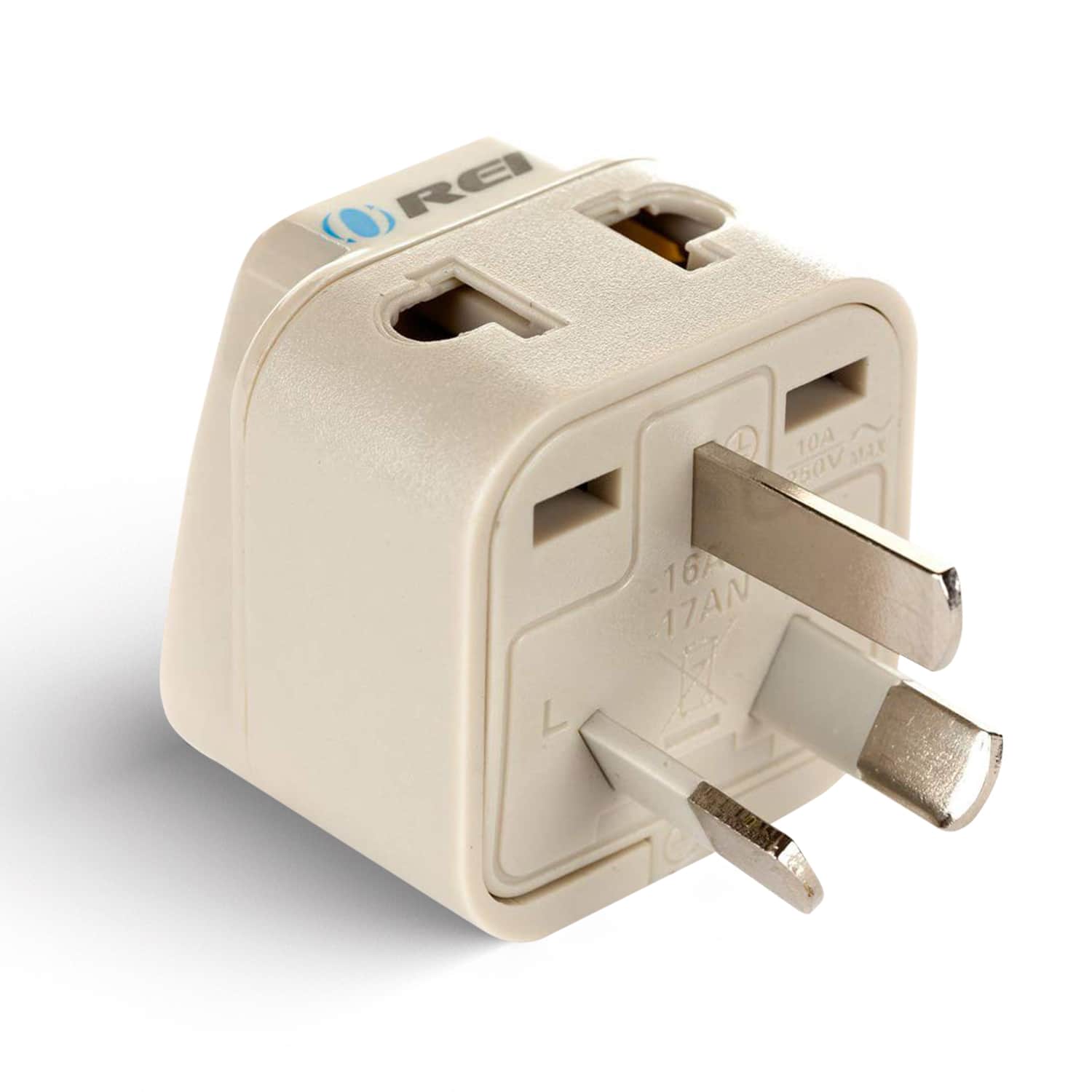 Orei - Type I Grounded Universal 2-in-1 Plug Adapter – For Australia, New Zealand & More – Dual Device Use - Cream