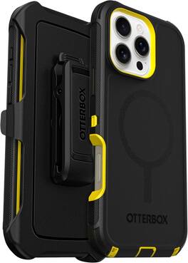 OtterBox - iPhone 16 Pro Max (Only) - Defender Series Case - Holster Clip Included - Built-in Magnets - Rugged & Durable - Night (Black & Yellow)