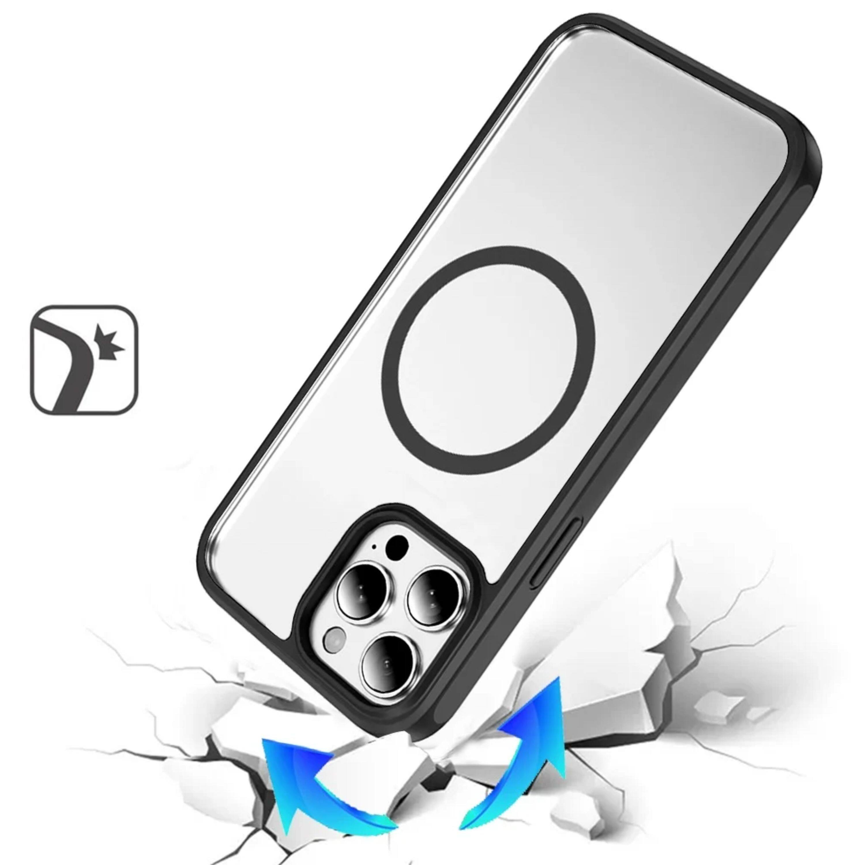 Angle. Kitcheniva - Premium Magnetic Circle Shockproof Cover For iPhone 14 Pro Max Black - Black.