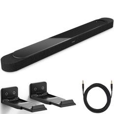 Front. Bose - Bose Lifestyle Ultra Soundbar Bundle with Aux Cable, Wall Mounts, Wireless Soundbar for TV with Dolby Atmos, (Black) - Black.