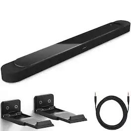 Bose - Lifestyle Ultra Soundbar Bundle with Aux Cable, Wall Mounts, Wireless Soundbar for TV with Dolby Atmos - Black