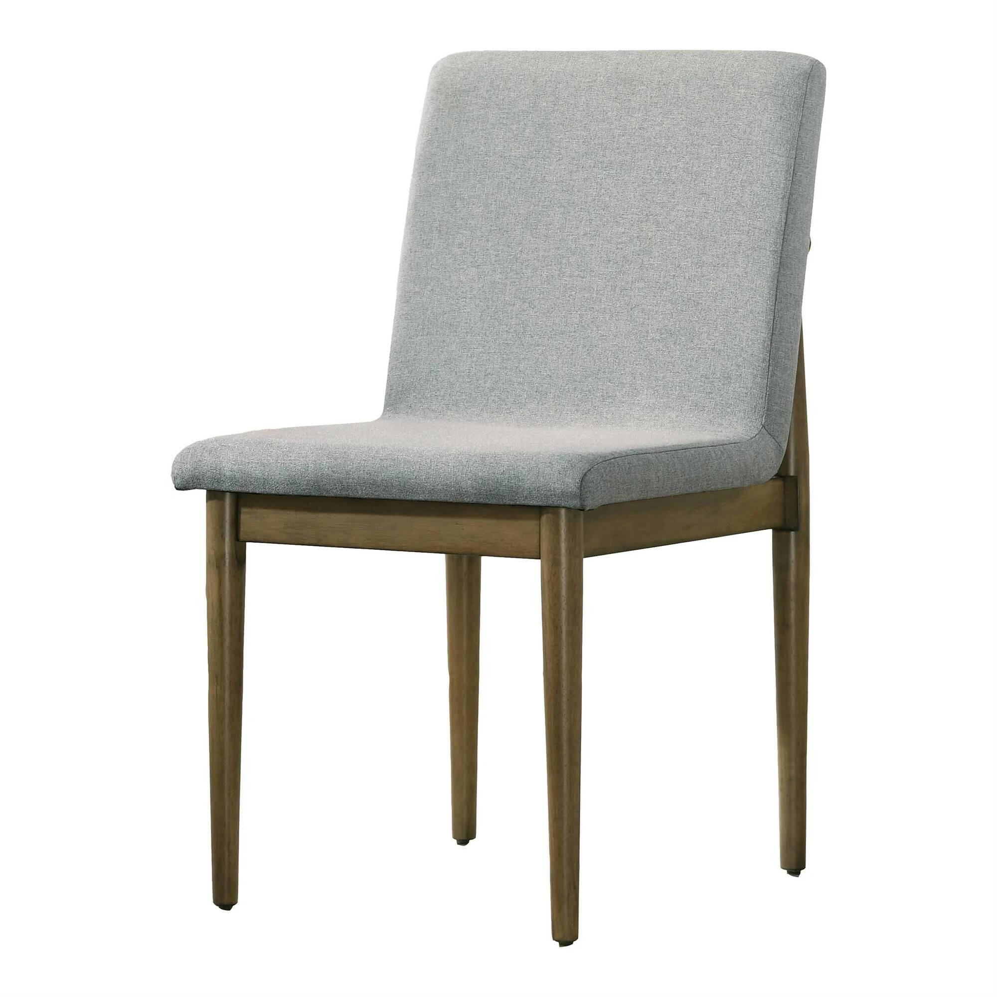 Alt View 1. Manhattan Lane - Heln 7pc Dining Table and Chair Set, Light Gray Fabric, Natural Brown - Natural Brown, Gray.