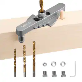 VEVOR - Doweling Jig Kit, Self Centering Dowel Drill Jig for Straight Holes, with Drill Bit Set 1/4", 5/16", 3/8" - Orange
