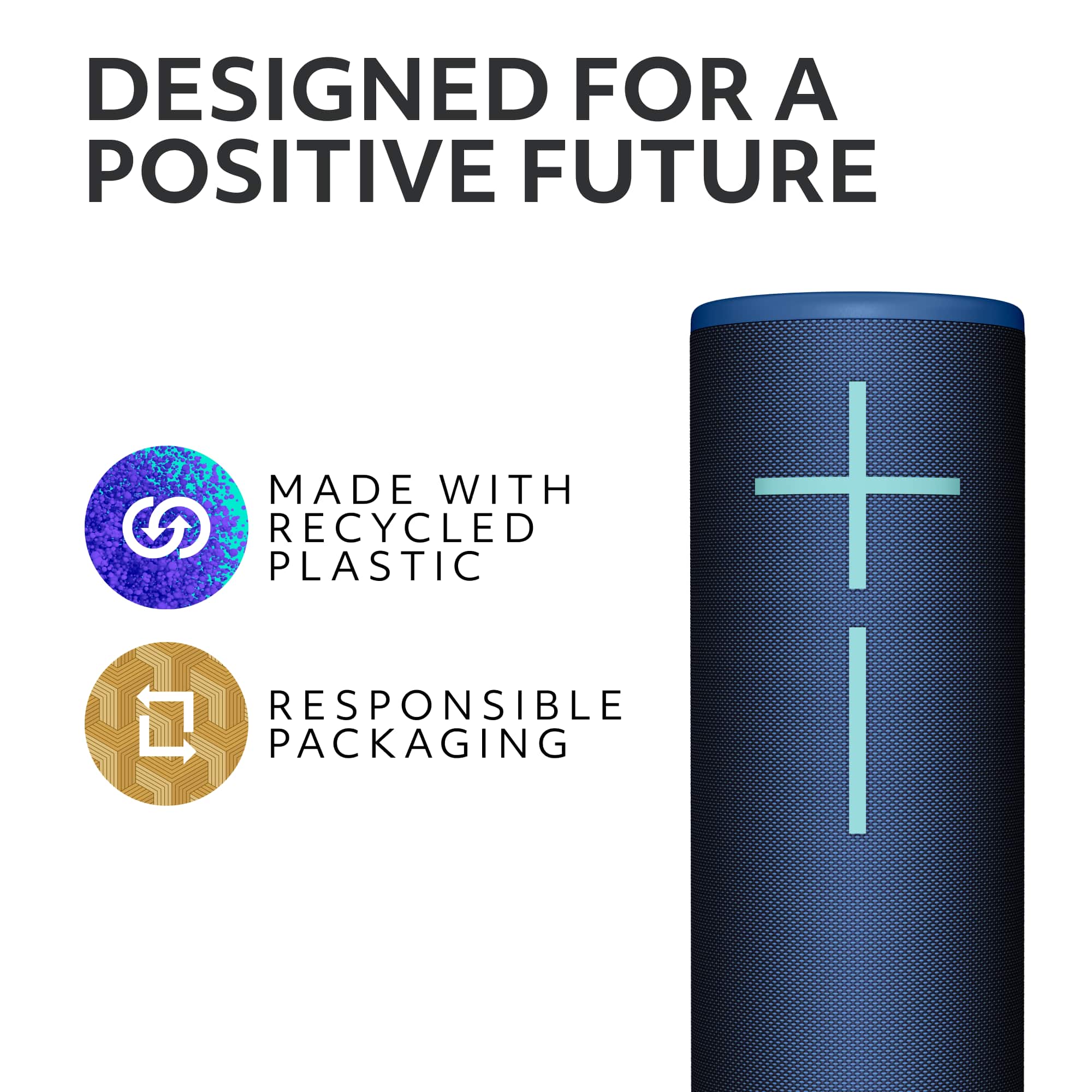 Designed for a Positive Future. Made with Recycled Plastic. Responsible Packaging.