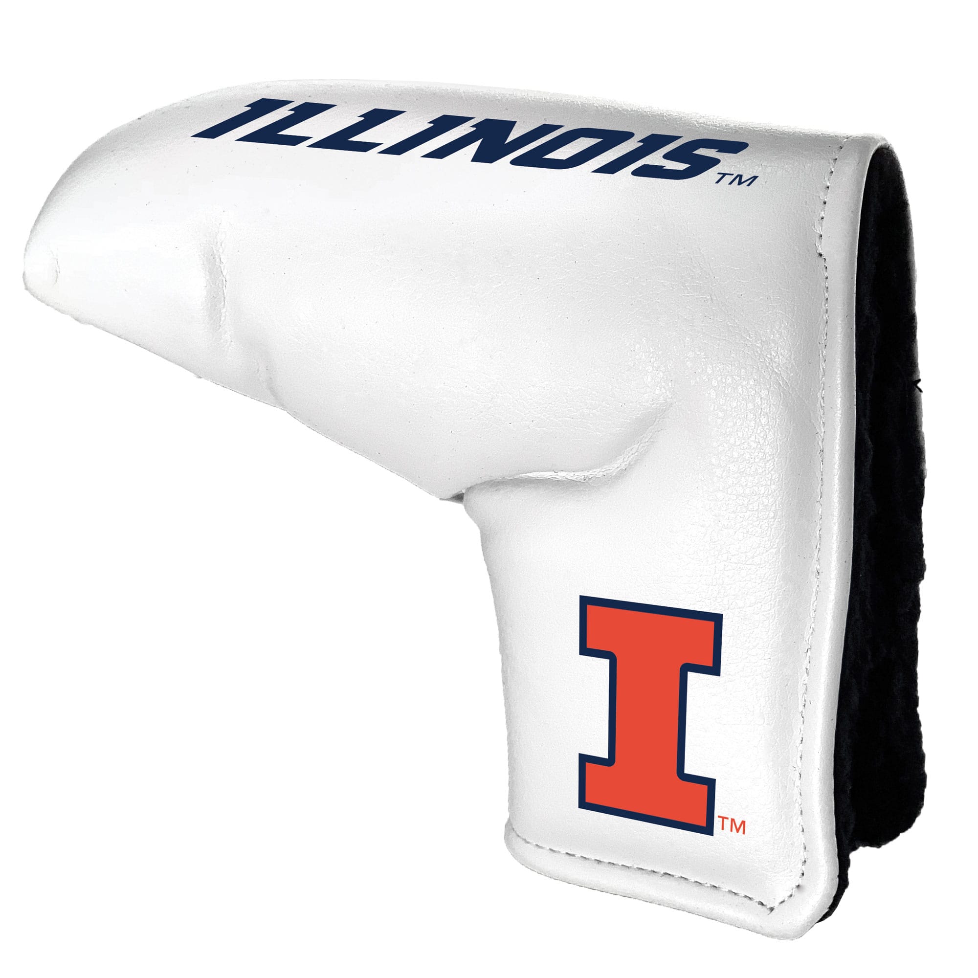 Front. Team Golf - Illinois Fighting Illini Tour Blade Putter Cover - White.
