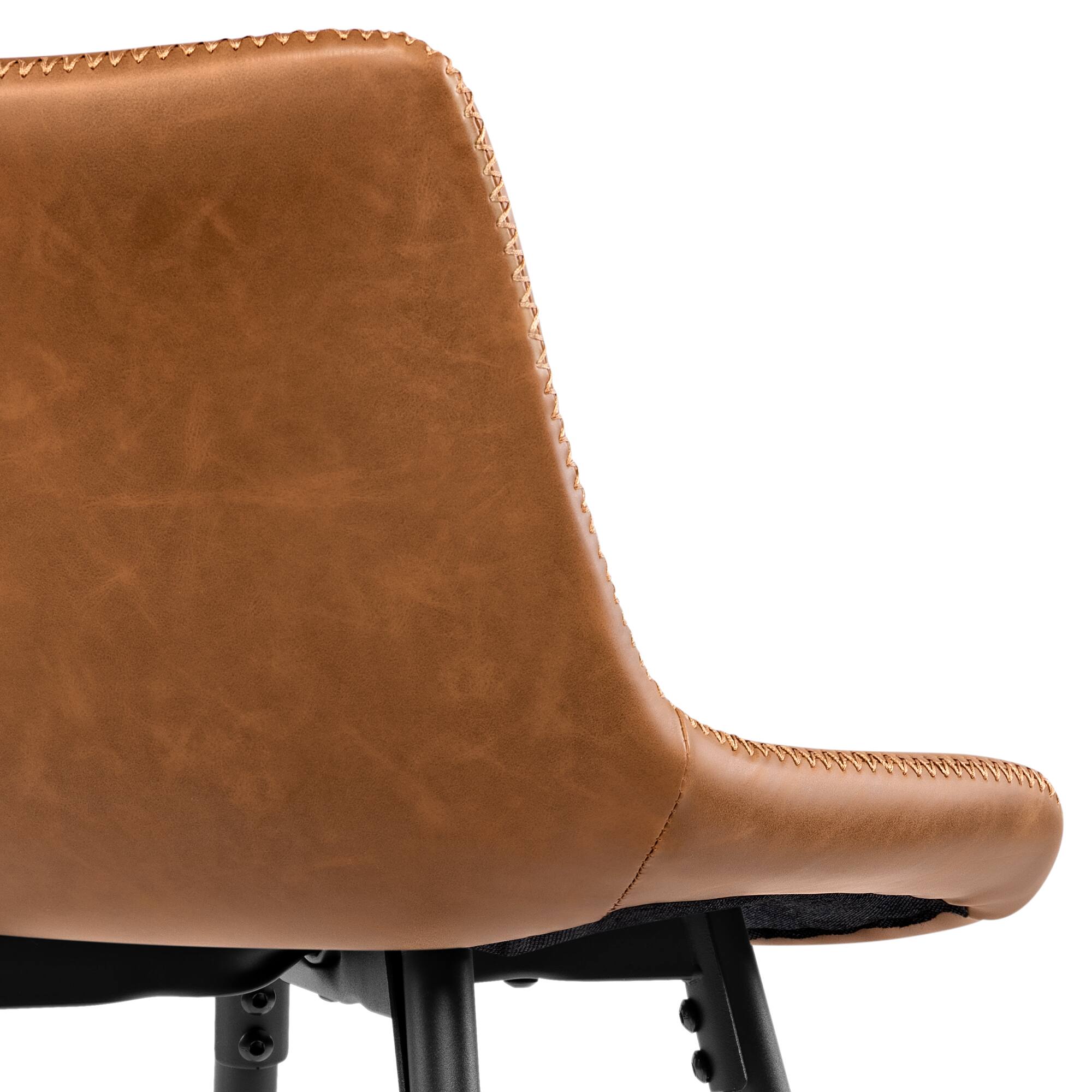 Alt View 5. KERDOM - Bar Stools Set of 2, Vintage High Island Chairs for Home Pub, Tall Dining Chair 24/28 inches Height Coffee Counter Stool - Brown - 28'' Height.