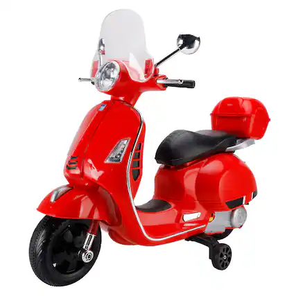 Front. Topteng - 6V Dual Drive 3-Wheel Kids Electric Motorcycle with Realistic Sounds & Storage - Ages 3-8, Red.