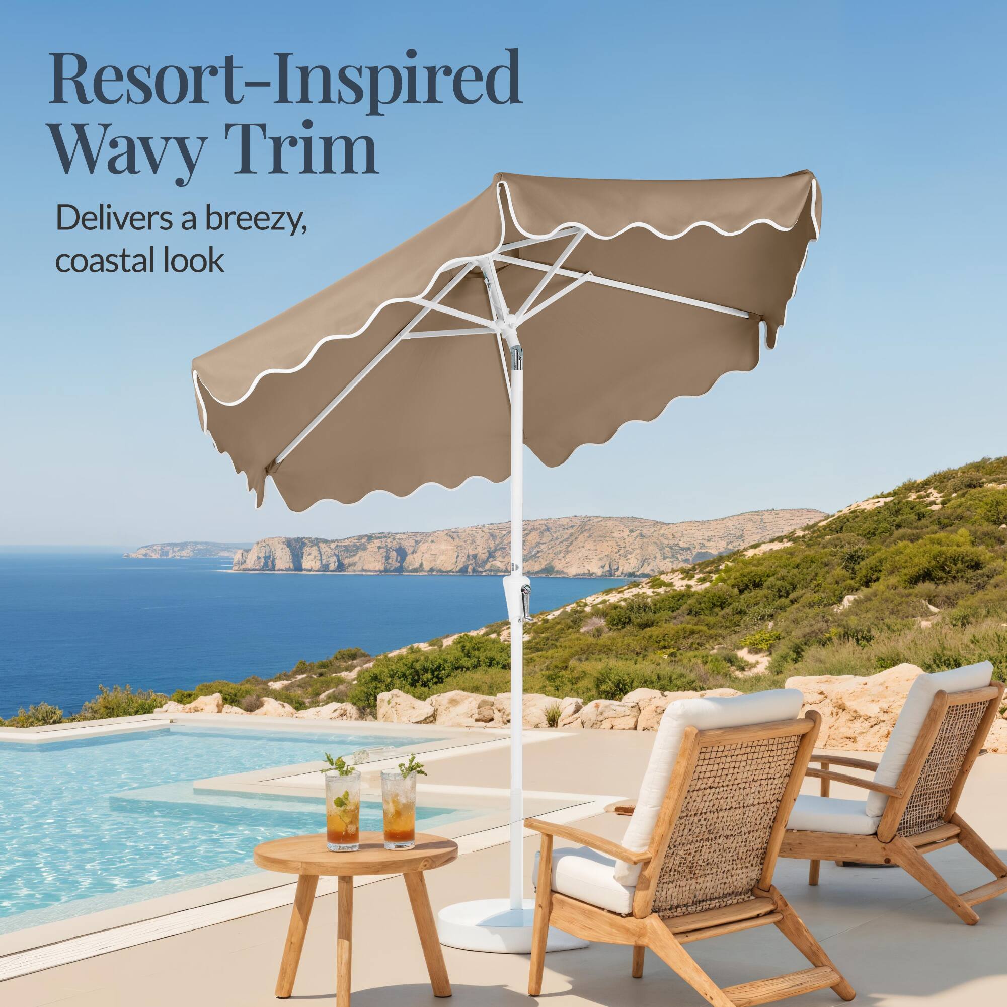 Resort-Inspired Wavy Trim  
Delivers a breezy, coastal look