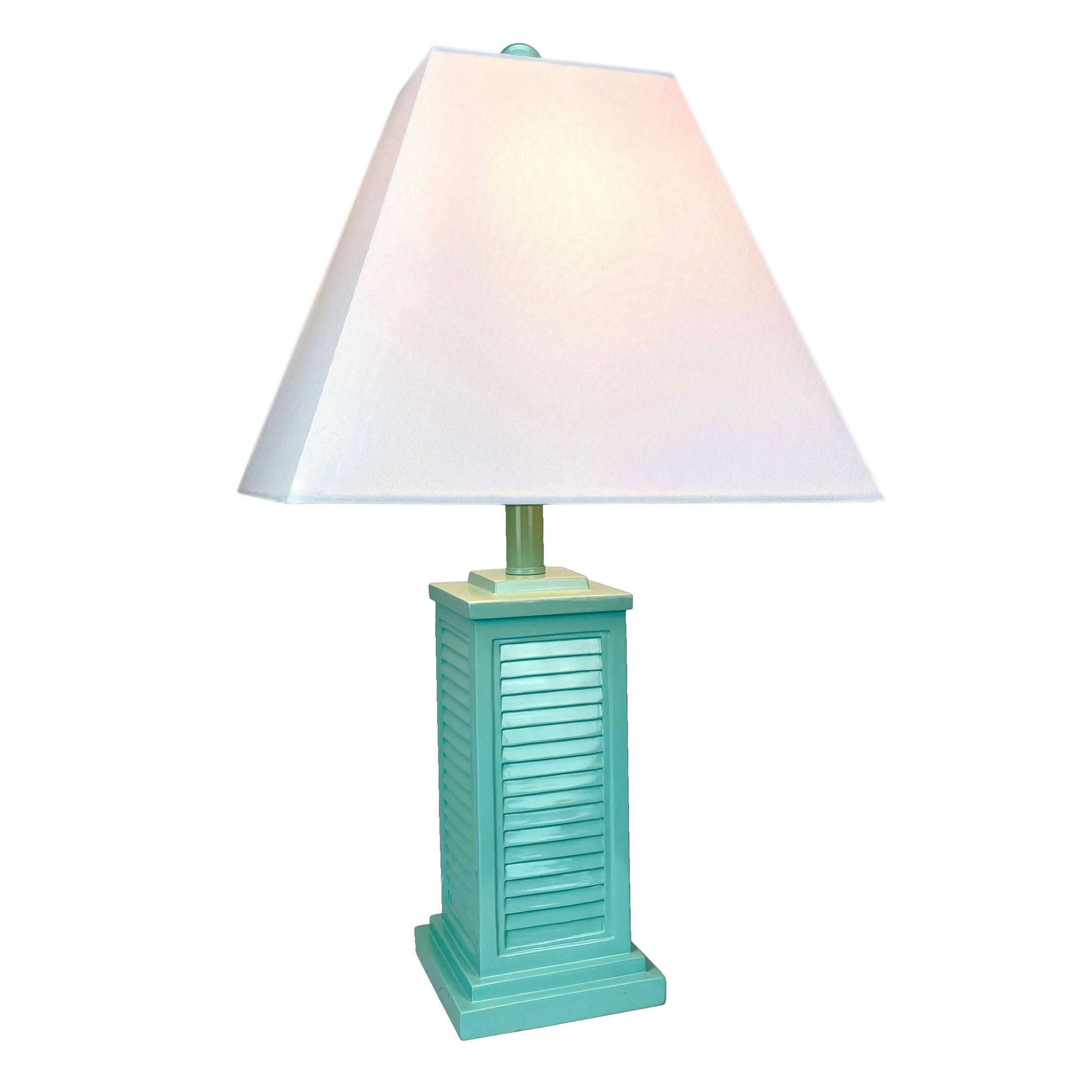 Front. Things2Die4 - Seafoam Green Shutter Table Lamp 24in Glossy Base 120V 60W Coastal Decor - Green.
