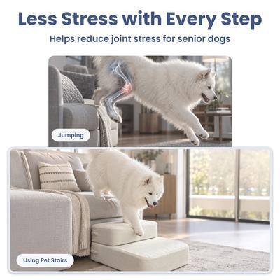 Less Stress with Every Step  
Helps reduce joint stress for senior dogs  

Jumping  
Using Pet Stairs