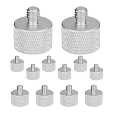 Front. 5 CORE - 5 Core Mic Stand Adapter 12 Pieces 3/8 Male to 5/8 Female Screw Thread Conversion Connector - Silver.