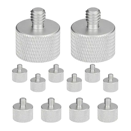 Front. 5 CORE - 5 Core Mic Stand Adapter 12 Pieces 3/8 Male to 5/8 Female Screw Thread Conversion Connector - Silver.