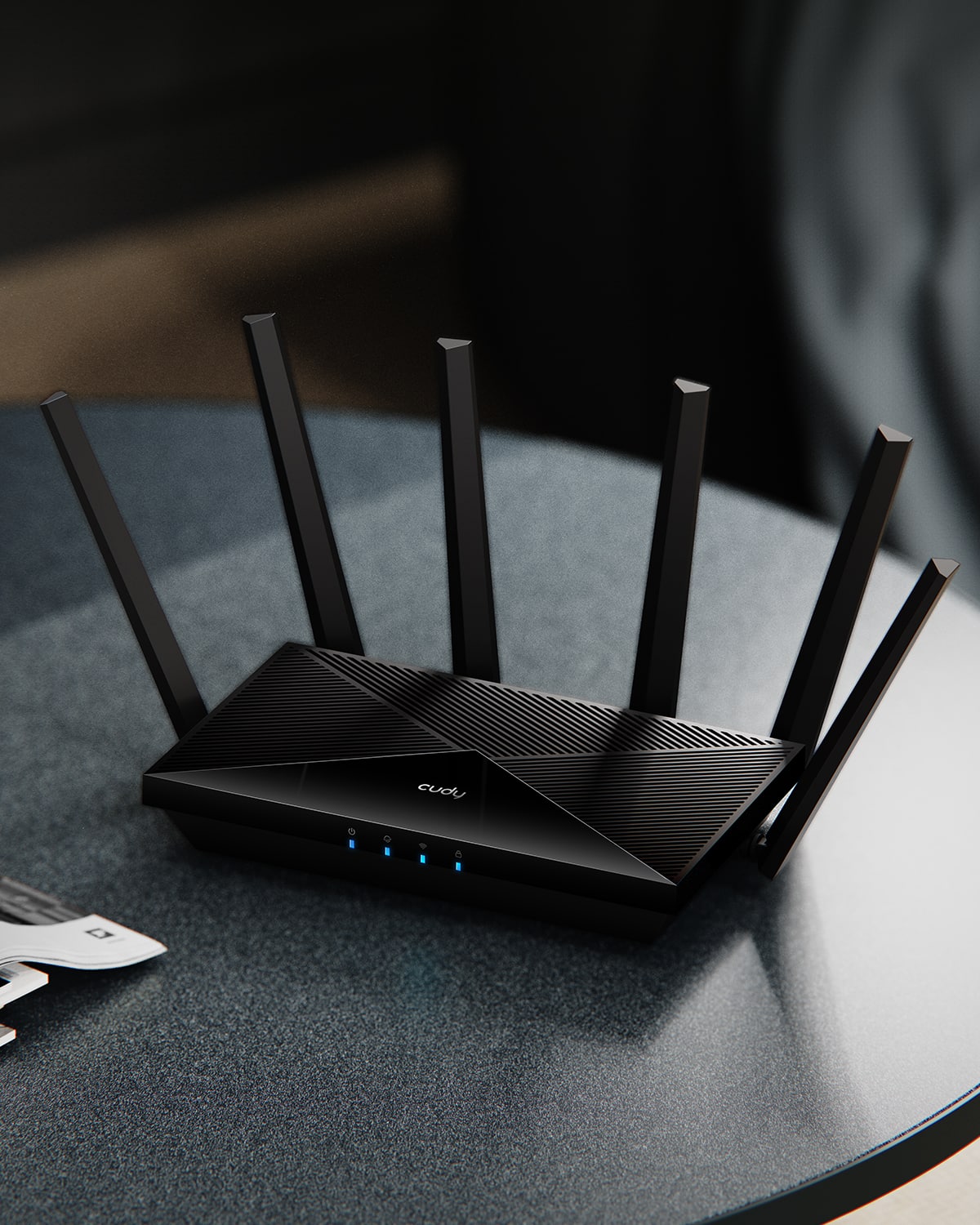 Alt View 7. Cudy - Cudy Tri-Band Wi-Fi 7 BE11000 Router, 6-Stream 10 Gbps, 4×2.5G Ports, Up to 11000Mbps, VPN, APP, 6×High-gain Antennas - black.