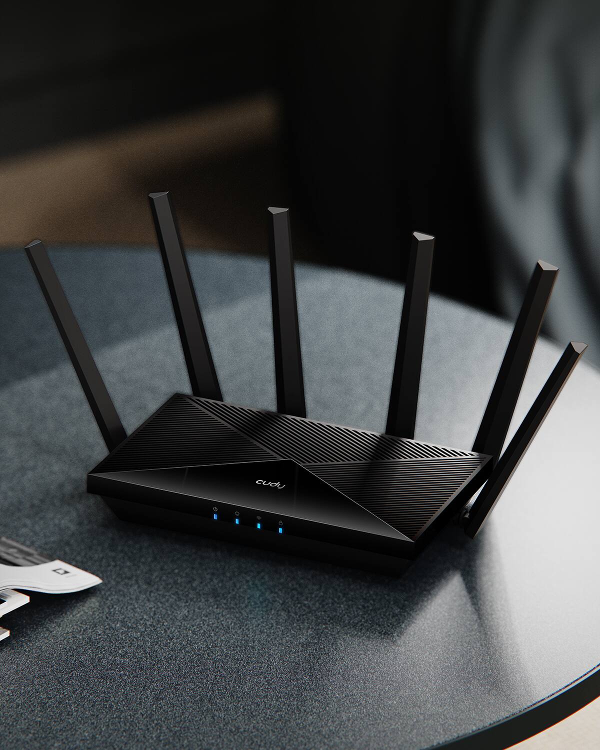 Alt View 7. Cudy - Cudy Tri-Band Wi-Fi 7 BE11000 Router, 6-Stream 10 Gbps, 4×2.5G Ports, Up to 11000Mbps, VPN, APP, 6×High-gain Antennas - black.