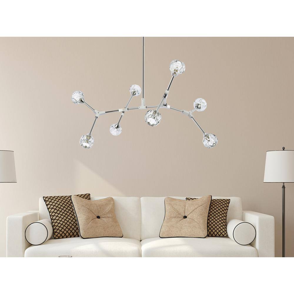 Left. Elegant Lighting - Zayne 8 Light Pendant in Chrome - Chrome And Clear.