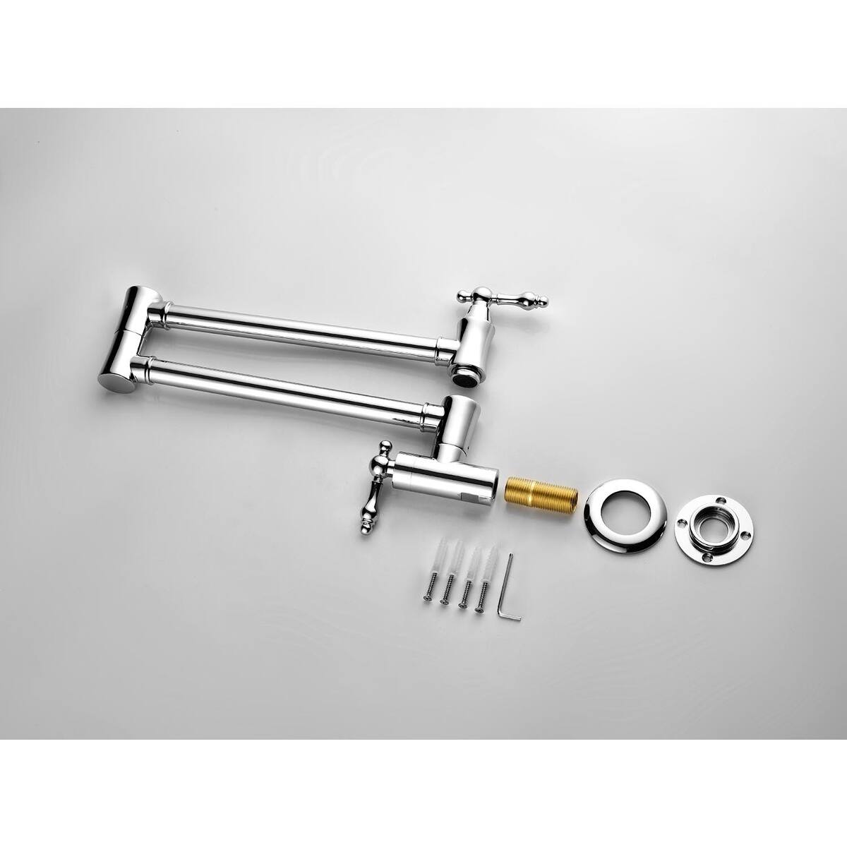 Alt View 6. Ropilly - Ropilly Wall Mount Pot Filler Faucet Chrome Brass Folding Swivel Arm Dual Handle Kitchen Faucet - Chrome.