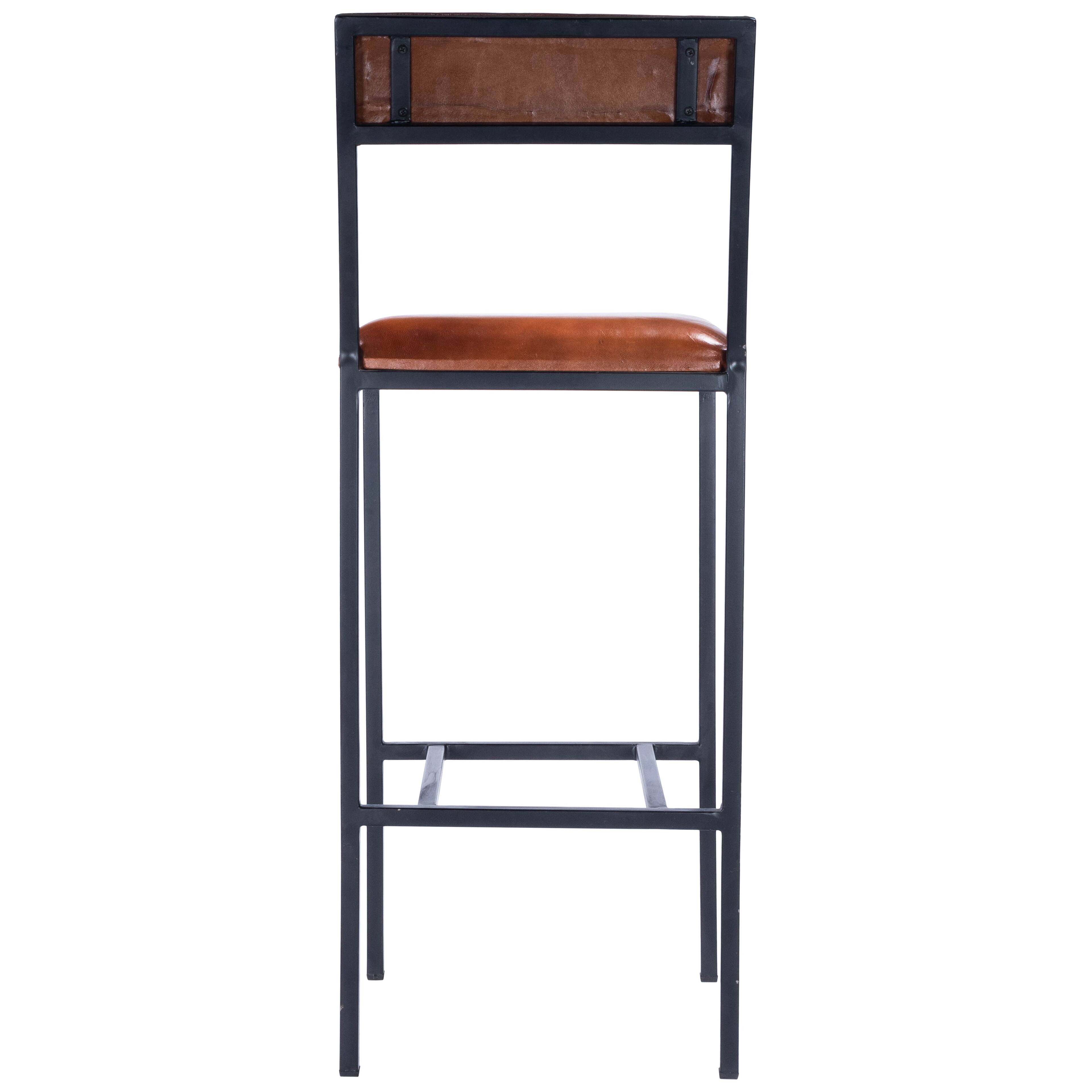 Alt View 4. Butler Specialty - Lazarus 31.5 in. Seat Height Leather and Metal Bar Stool - Medium Brown.