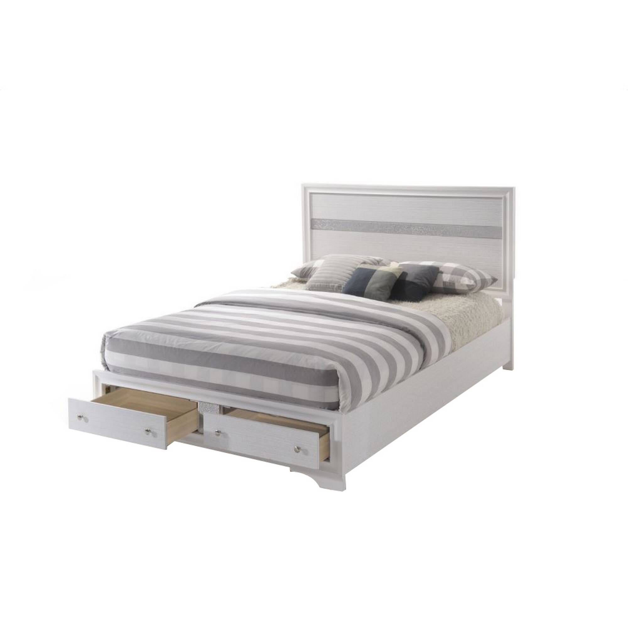 Alt View 1. Manhattan Lane - Classy Queen Size Bed With Storage - White.