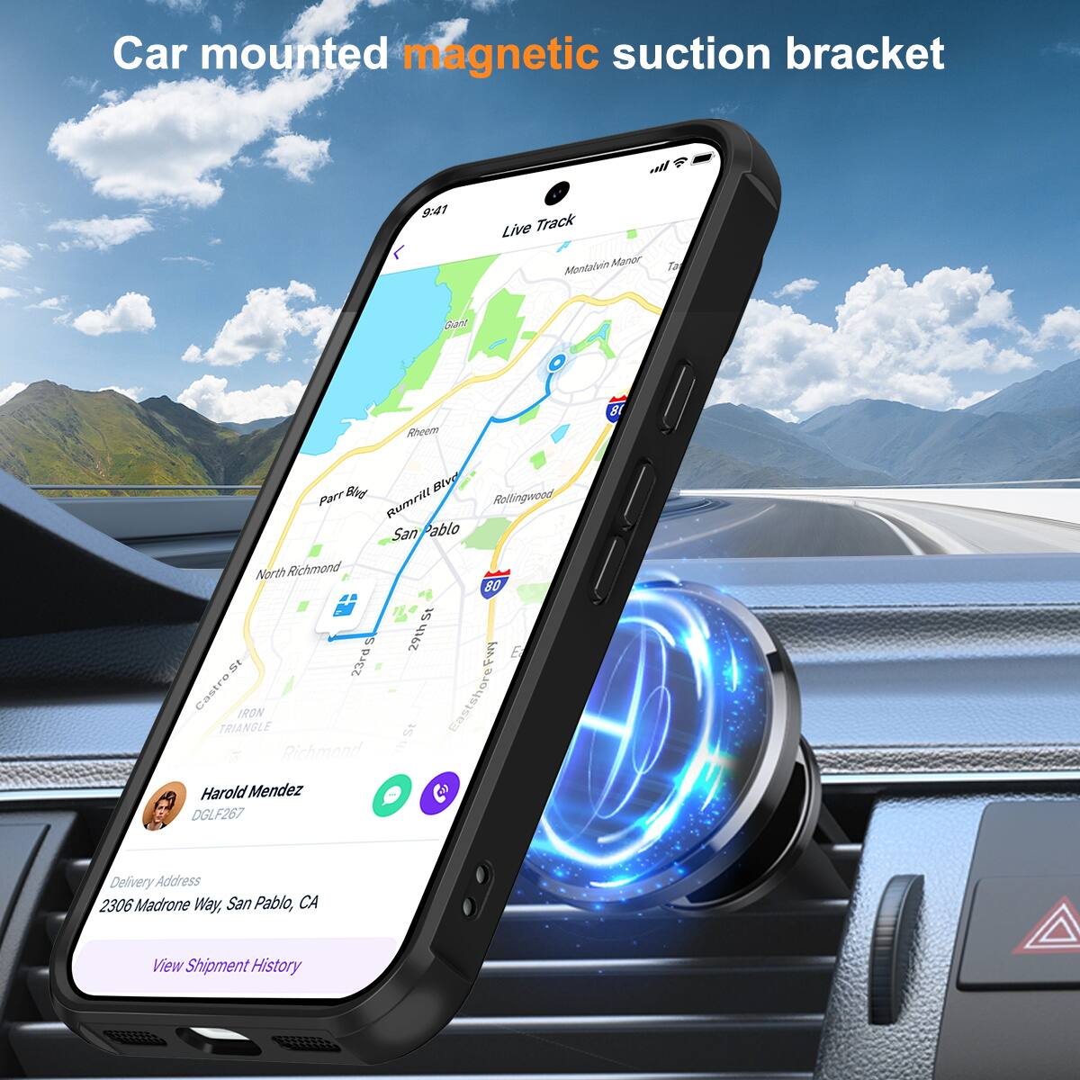 Car mounted magnetic suction bracket

Live Track

Delivery Address
2306 Madrone Way, San Pablo, CA

View Shipment History

Harold Mendez
DGLF267