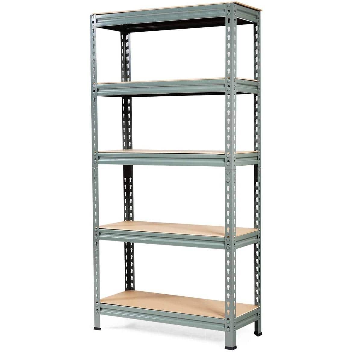 SlickBlue - Heavy Duty Metal Storage Rack with 5 Adjustable Shelves, 60-Inch - Grey, Brown