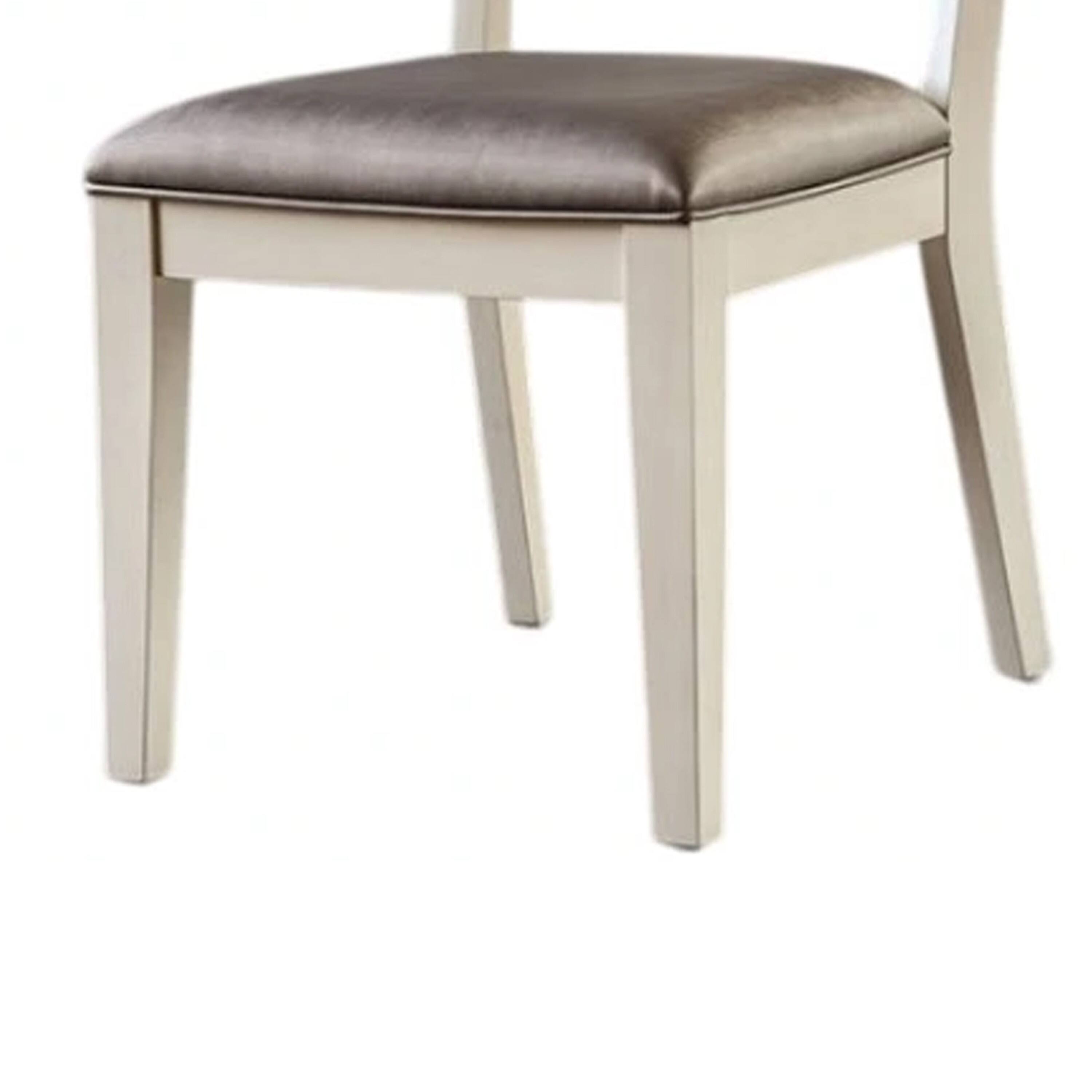 Alt View 3. Manhattan Lane - Witzy Side Dining Chair Set of 2, Faceted Panel Back - White Oak, Dark Gray.