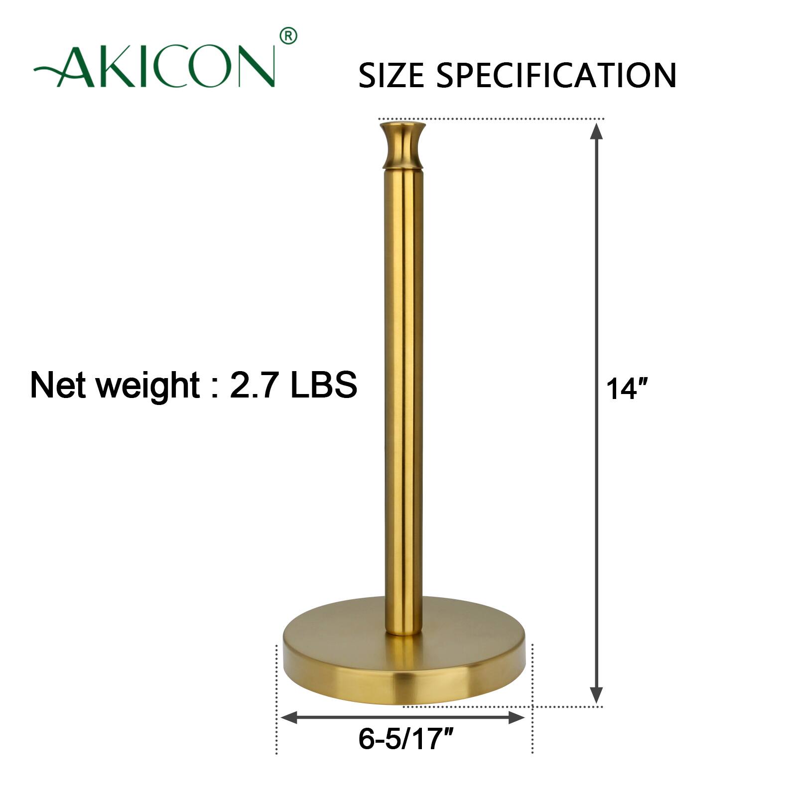 AKICON SIZE SPECIFICATION  
Net weight: 2.7 LBS  
14"  
6-5/17"