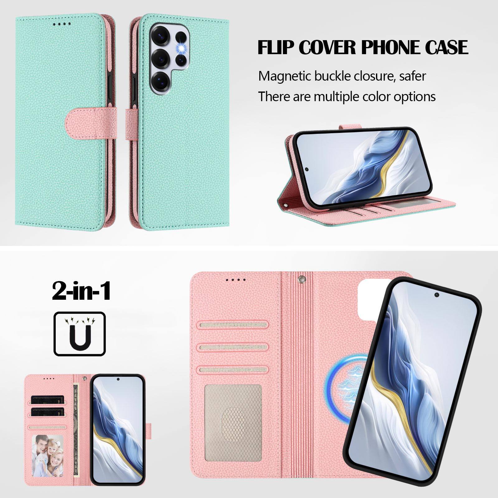 FLIP COVER PHONE CASE  
Magnetic buckle closure, safer  
There are multiple color options  

2-in-1