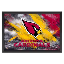 Sporticulture - Arizona Cardinals 14" x 20" Brush Stroke Logo Framed Art Print - Multicolor