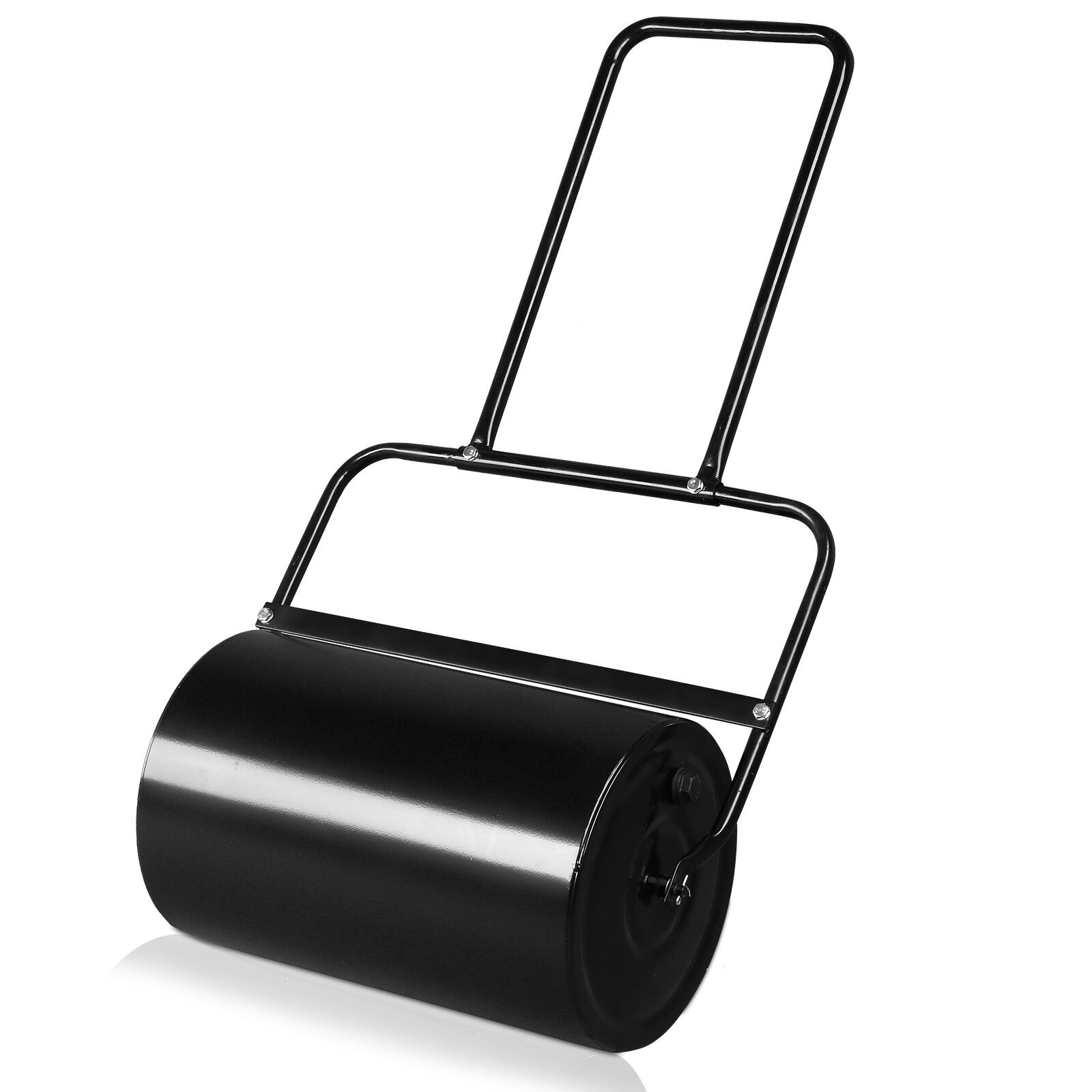 Front. Winado - 43 in Lawn Roller Cylindrical Garden Yard Roller Filled with Water Steel Black.