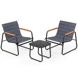 Boyel Living - 3 Pieces Patio Bistro Set Outdoor Fabric Conversation Set- 285-in W x 305-in D x 240-in H - Gray