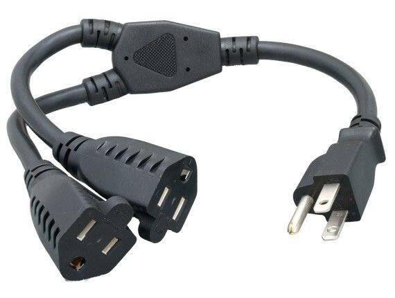 Angle. Sanoxy - Sanoxy 14 inches Power Cord Splitter Cable 14 AWG (2 NEMA 5-15R to 1 NEMA 5-15P) - Black.