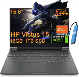 HP - Victus 15 15.6" 144Hz Gaming Laptop 1920×1080(FHD) - AMD Ryzen 7 with 16GB Memory -NVIDIA GeForce RTX 4050 - 1TB SSD - Silver