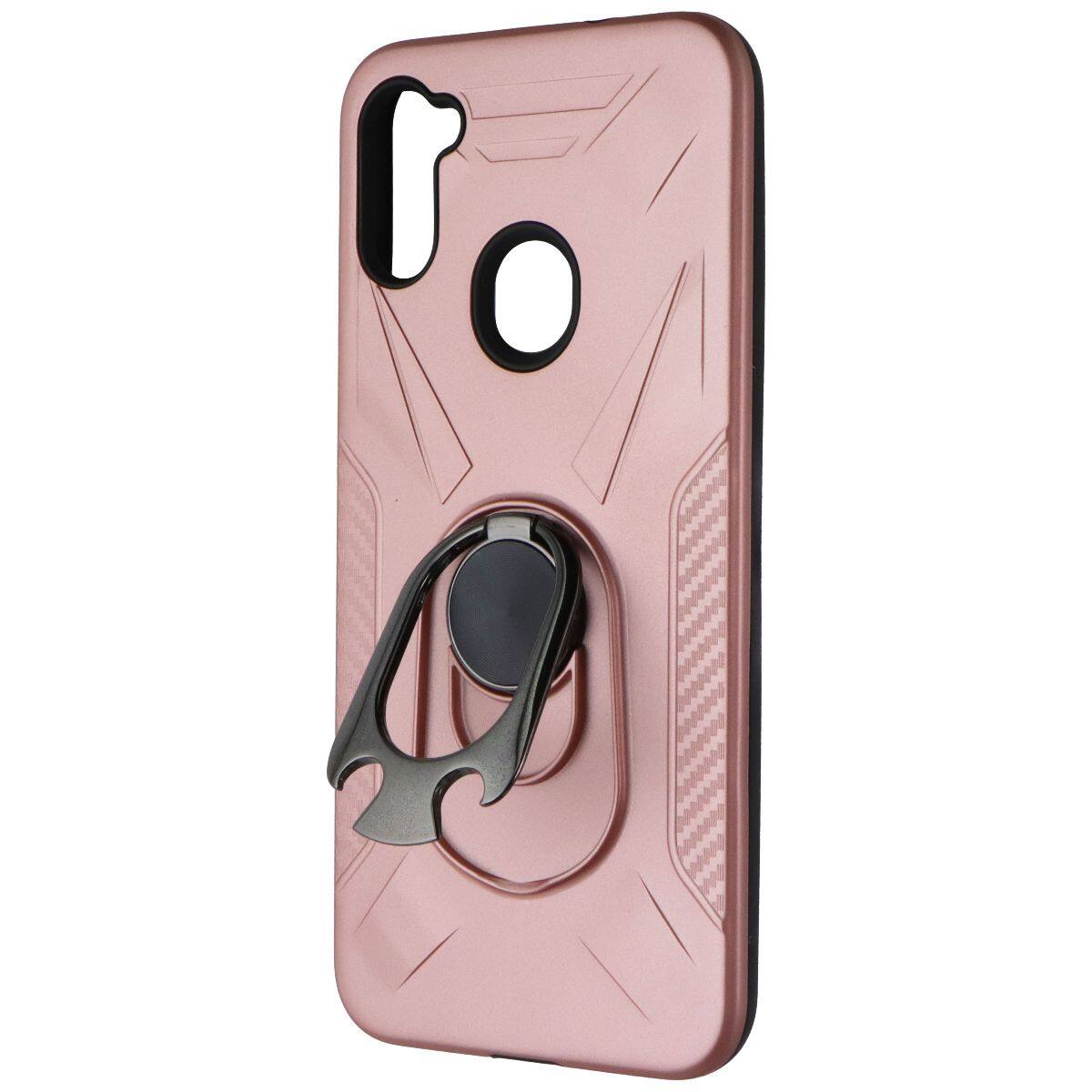 Front. Mybat - Mybat Premium Rugged Case with Kickstand for Samsung Galaxy A11 - Rose Gold - Pink.