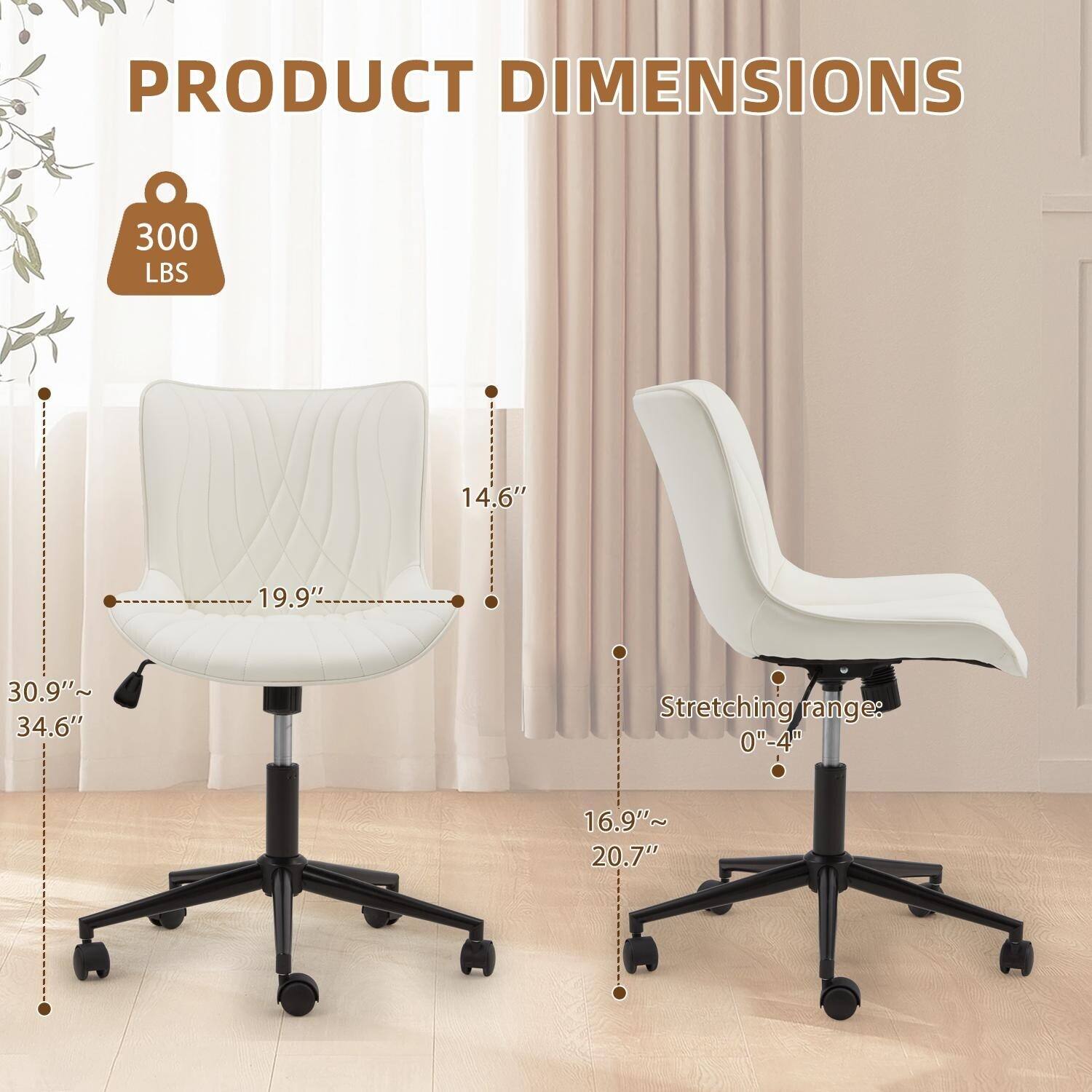 PRODUCT DIMENSIONS  
300 LBS  
14.6" x 19.9" x 30.9"~34.6"  
Stretching range: 0"-4"  
16.9"~20.7"