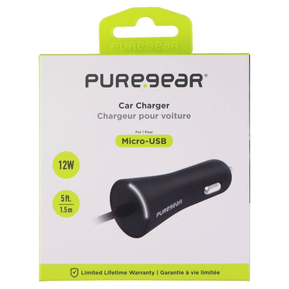 PURE.9EAR  
Car Charger  
Chargeur pour voiture  
For 1 Pour Micro-USB  
12W  
5ft. 1.5m  
Limited Lifetime Warranty | Garantie à vie limitée