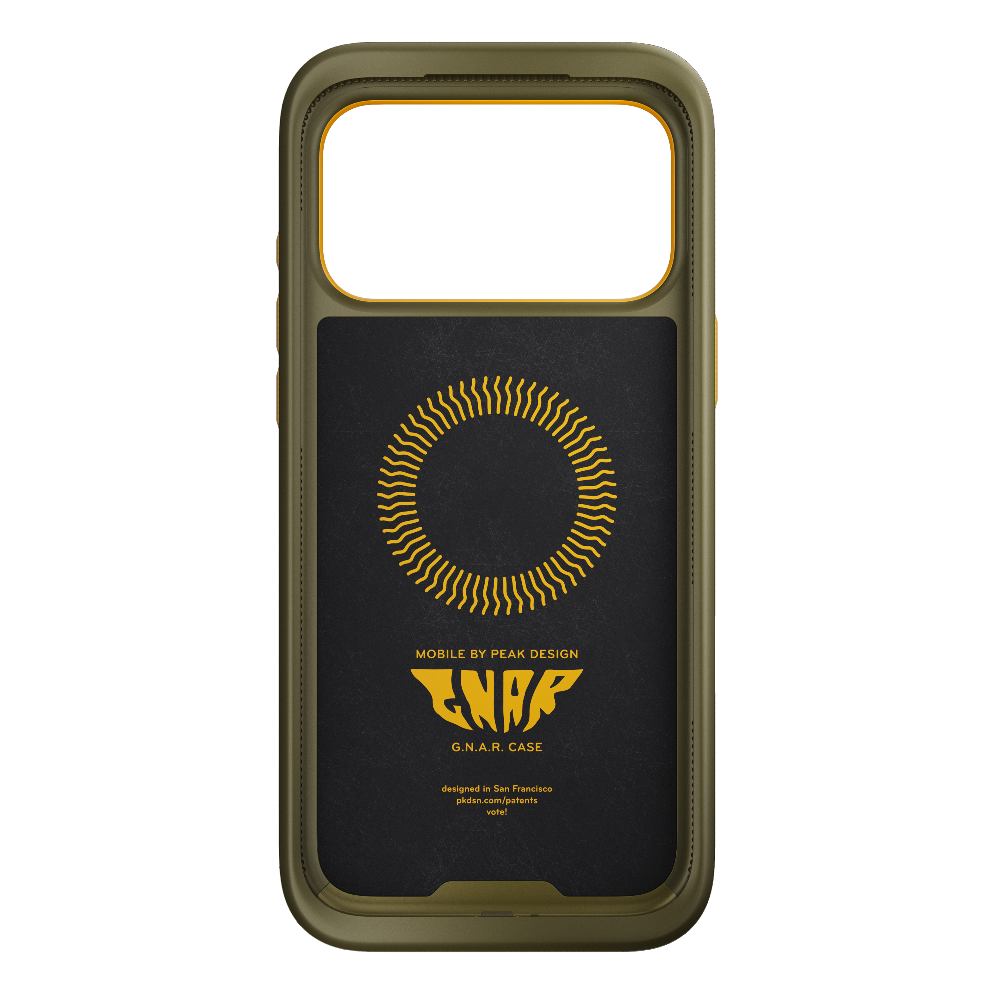MOBILE BY PEAK DESIGN  
G.N.A.R. CASE  
G.N.A.R.  

designed in San Francisco  
peakdesign.com/patents  
vote!
