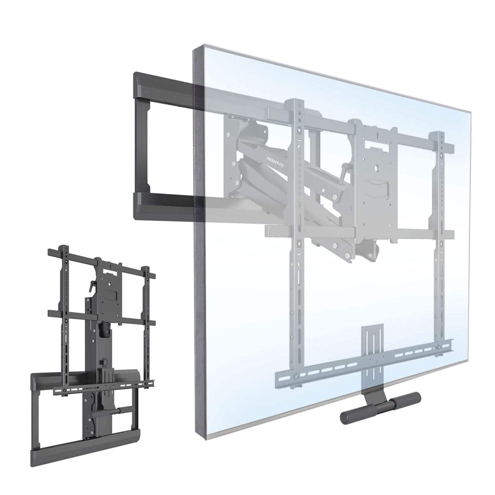 Mount-It! - Fireplace TV Wall Mount for 42"– 65" TVs, Pull Down & Tilt, Heavy Duty - Black