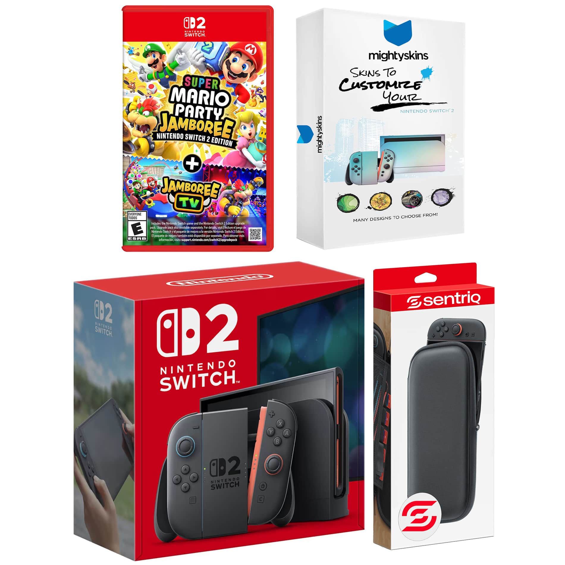 Switch 2 Video Game Console with Super Mario Party Jamboree, MightySkins Code and Protective Case Bundle - Nintendo Switch 2