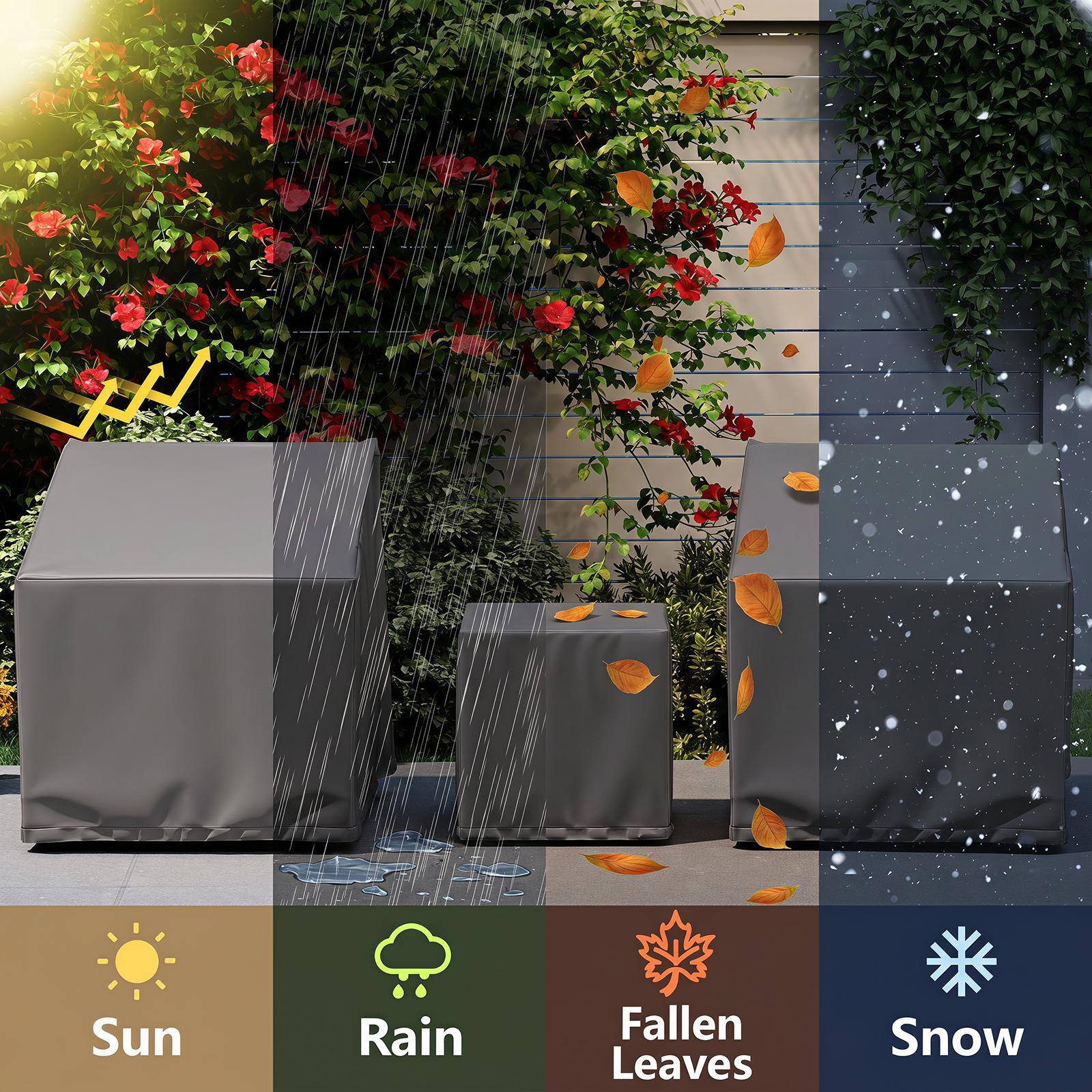 Sun  
Rain  
Fallen Leaves  
Snow