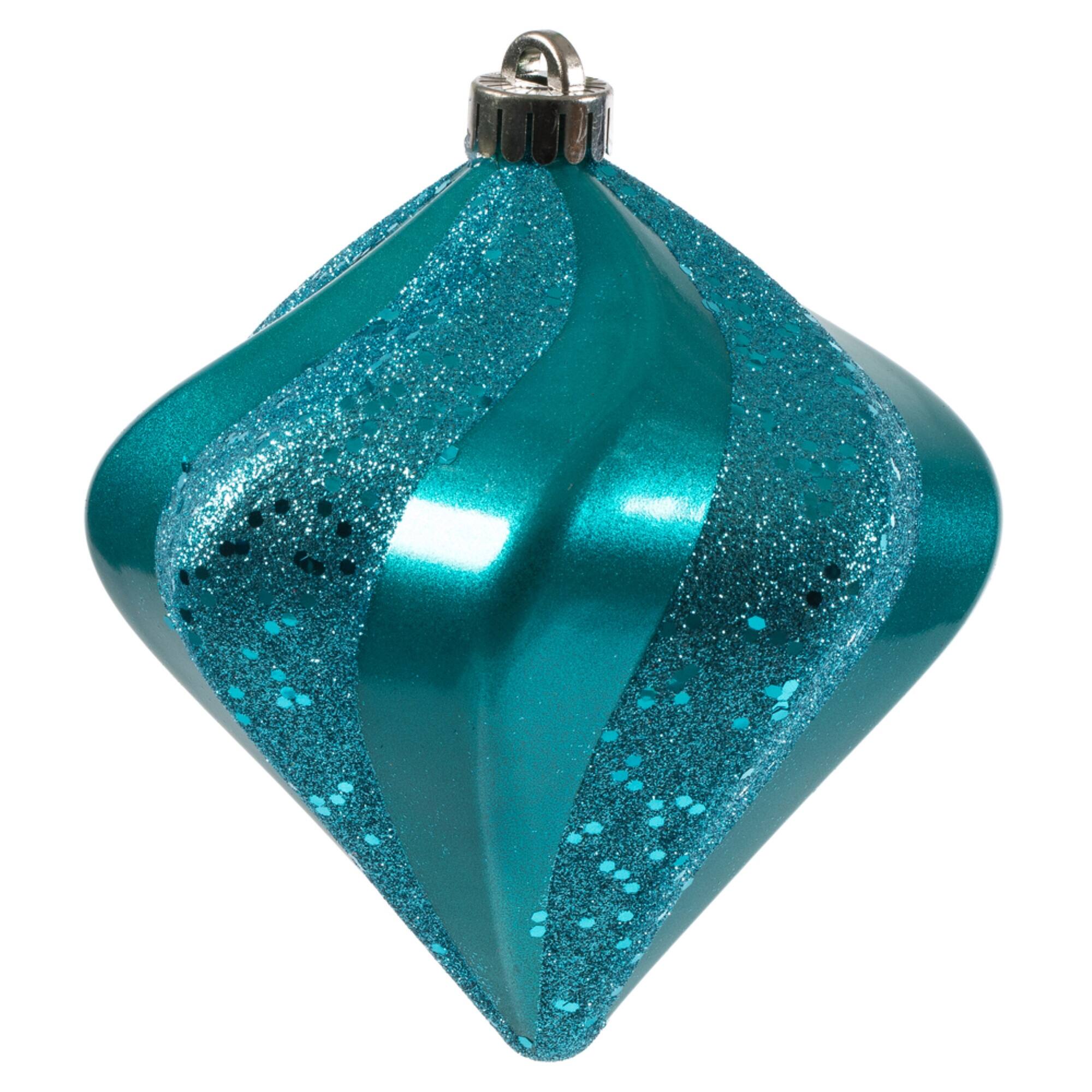 Front. Vickerman - 6" Turquoise Candy Swirl Diamond UV 3 per Bag - Turquoise.