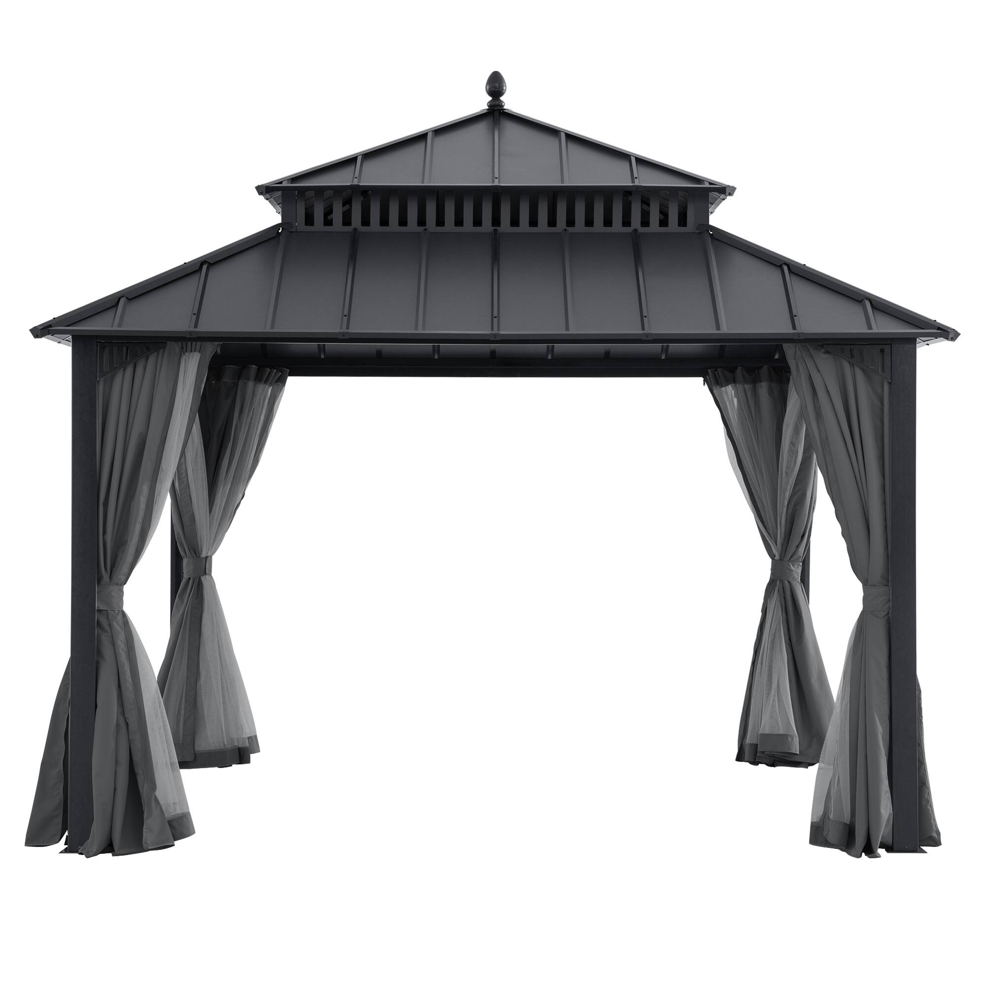 Angle. SUNJOY - 12X12 Kingston Hardtop Rectangular Gazebo Grey.
