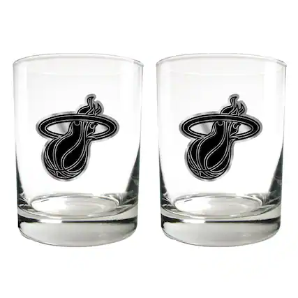 Front. Great American Products - Miami Heat 15oz. Legacy Rocks Glass Set - Multicolor.