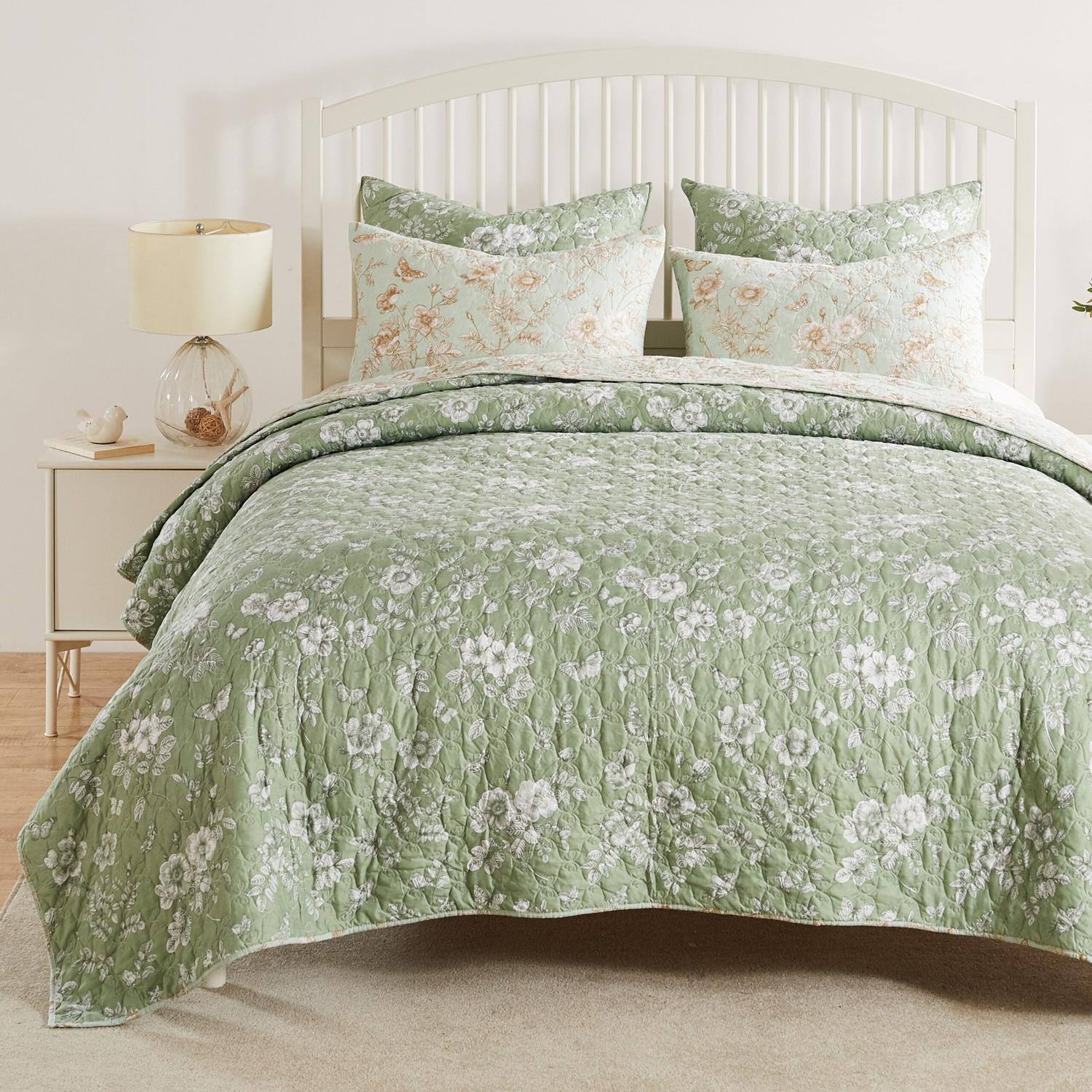 Alt View 2. Greenland Home Fashions - Greenland Home Fashions Olivia Luxurious Modern Design 2 Pieces Quilt Set Twin/XL Mint - Mint.