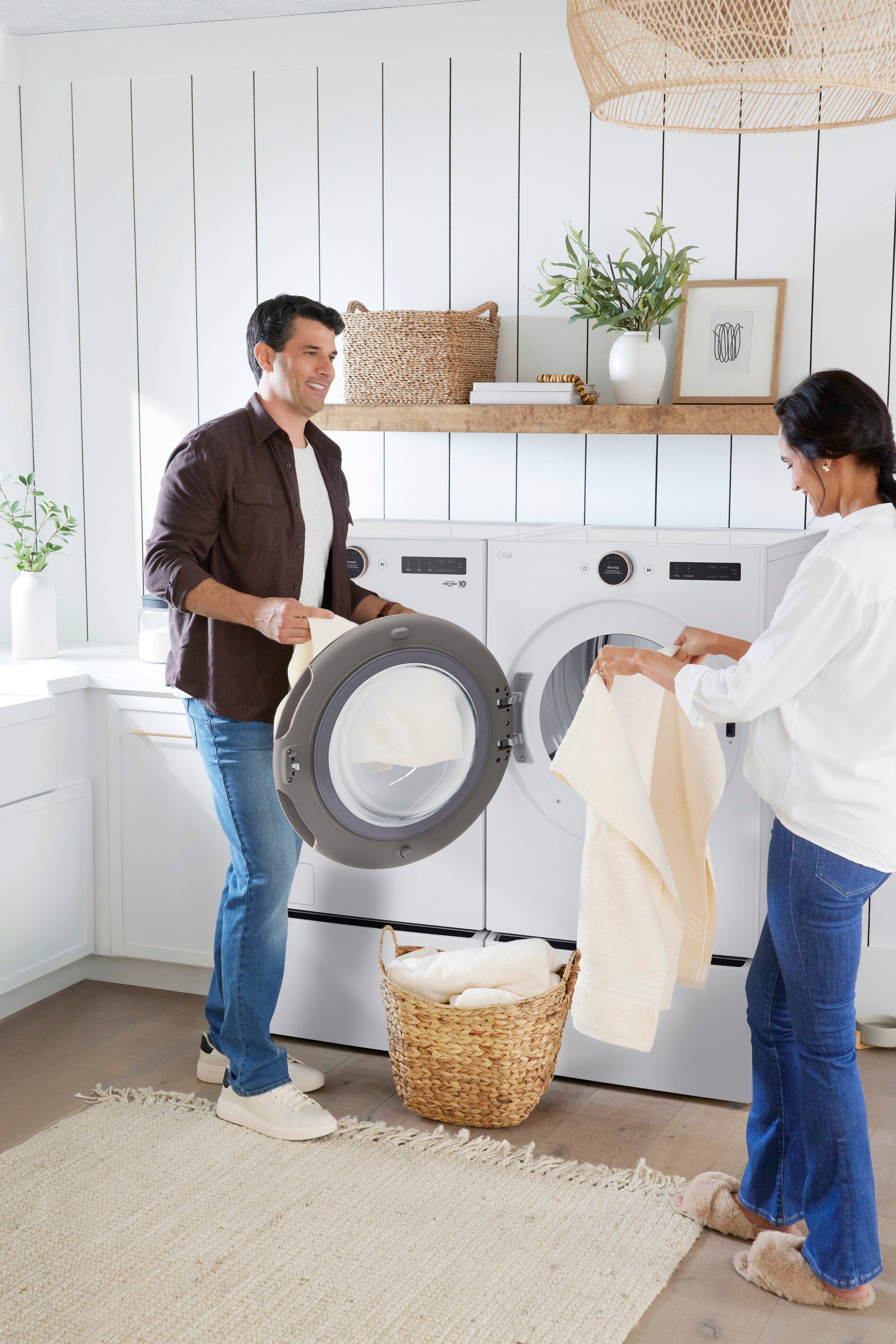 Alt View 33. LG - 7.4 Cu. Ft. Stackable Smart Gas Dryer with Steam and Sensor Dry - White.