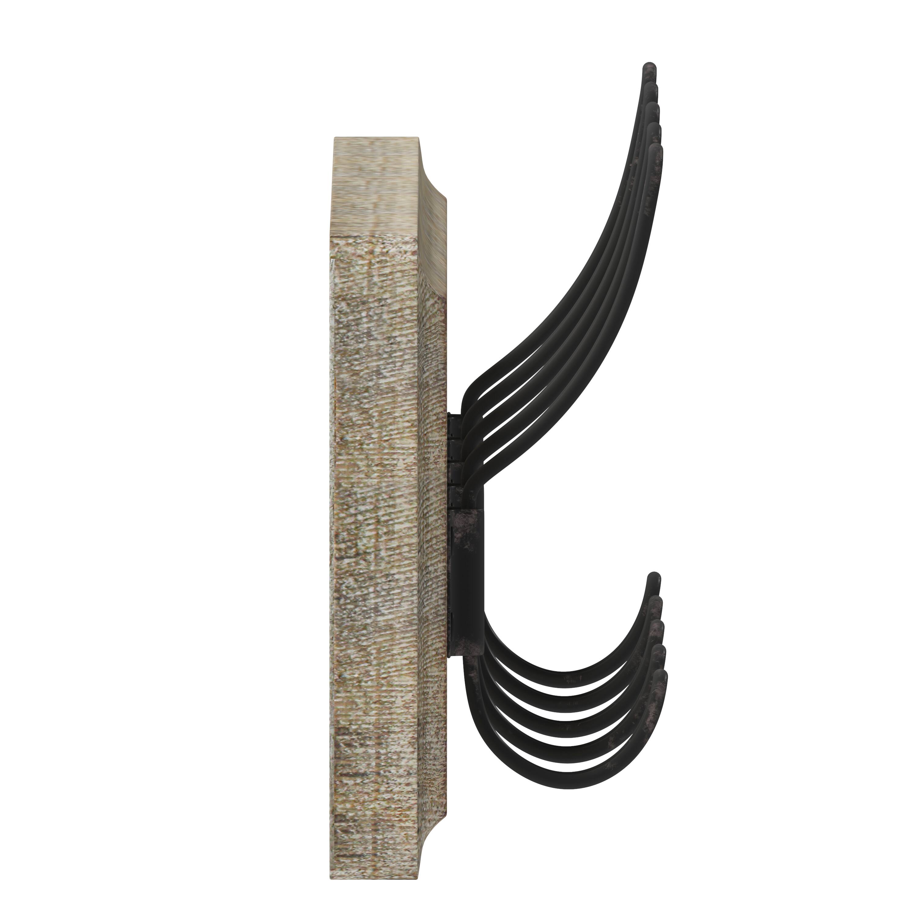 Alt View 8. Emma + Oliver - Wade Rustic Wall Hanging Storage Rack with 5 Hooks for Entryway, Kitchen, Bathroom and More - Weathered Brown Wood.