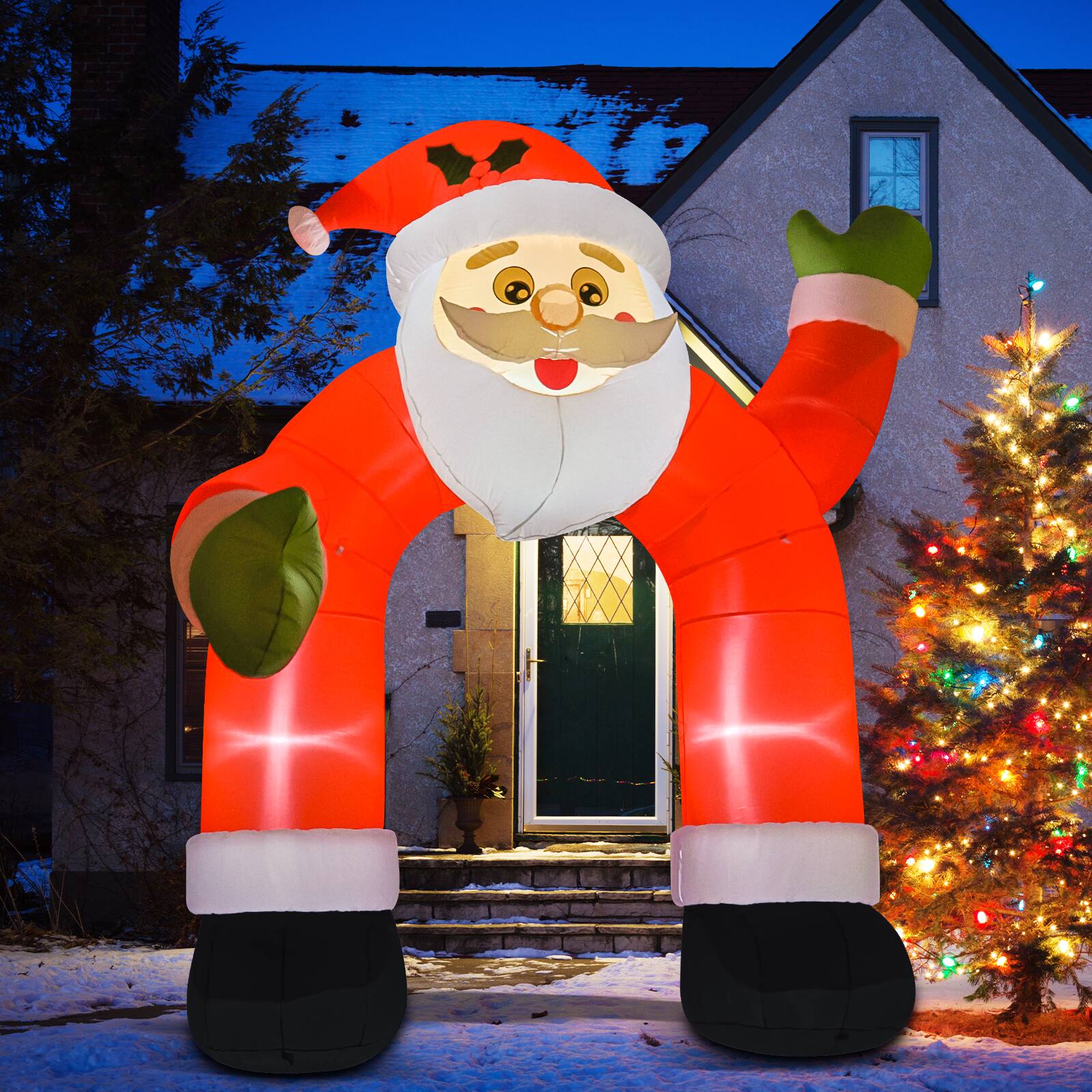 Back. GOOSH Inflatables - GOOSH 8FT Animated Dancing Santa Inflatable with Shaking Arms and LED Lights - Red.