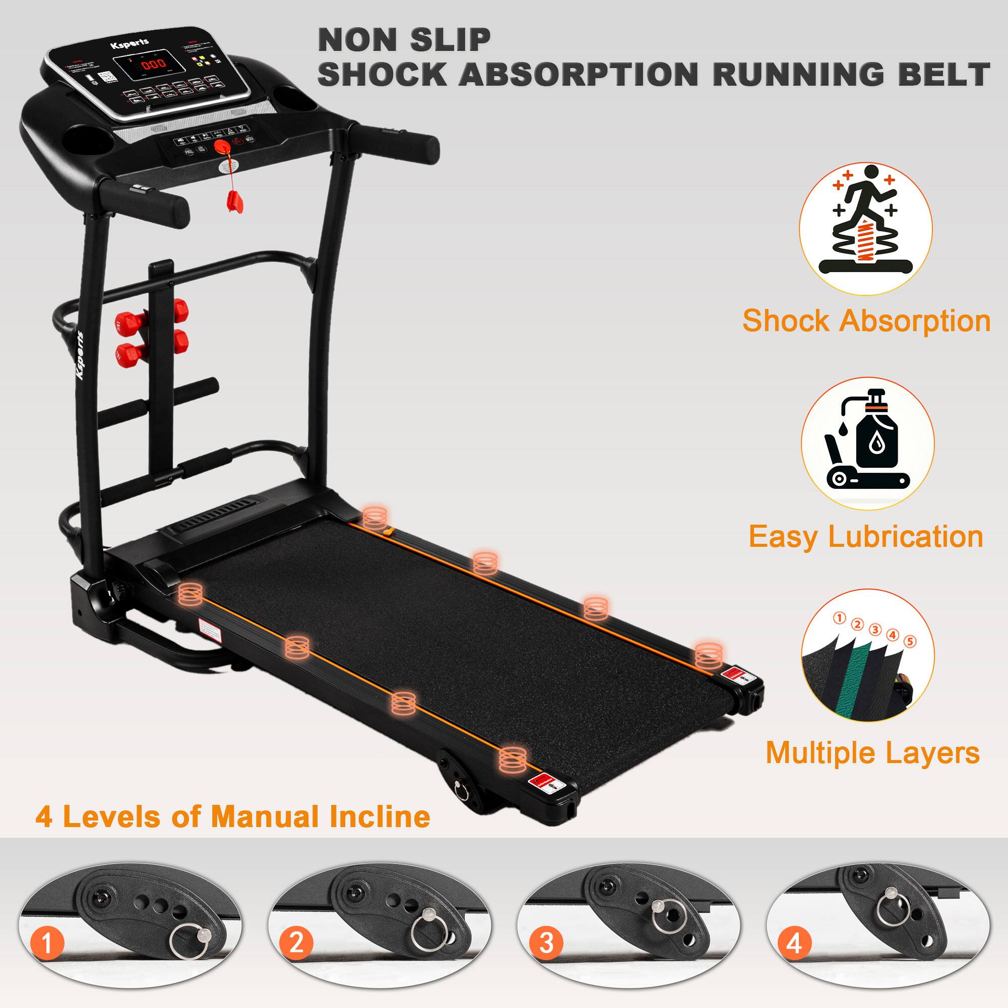 Ksparts 000 NON SLIP SHOCK ABSORPTION RUNNING BELT

- Shock Absorption
- Easy Lubrication
- Multiple Layers
- 4 Levels of Manual Incline