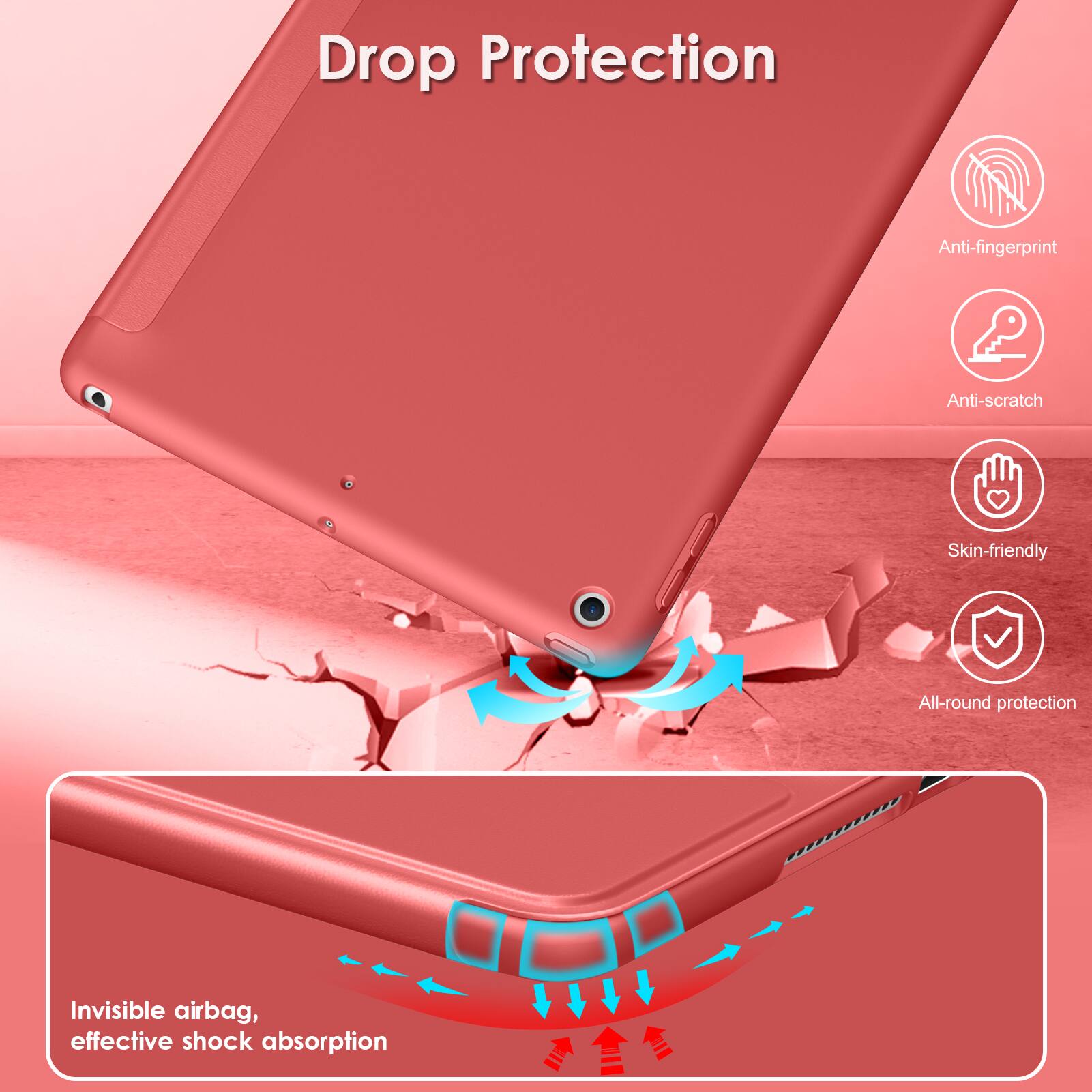 Drop Protection

- Anti-fingerprint
- Anti-scratch
- Skin-friendly
- All-round protection

Invisible airbag, effective shock absorption