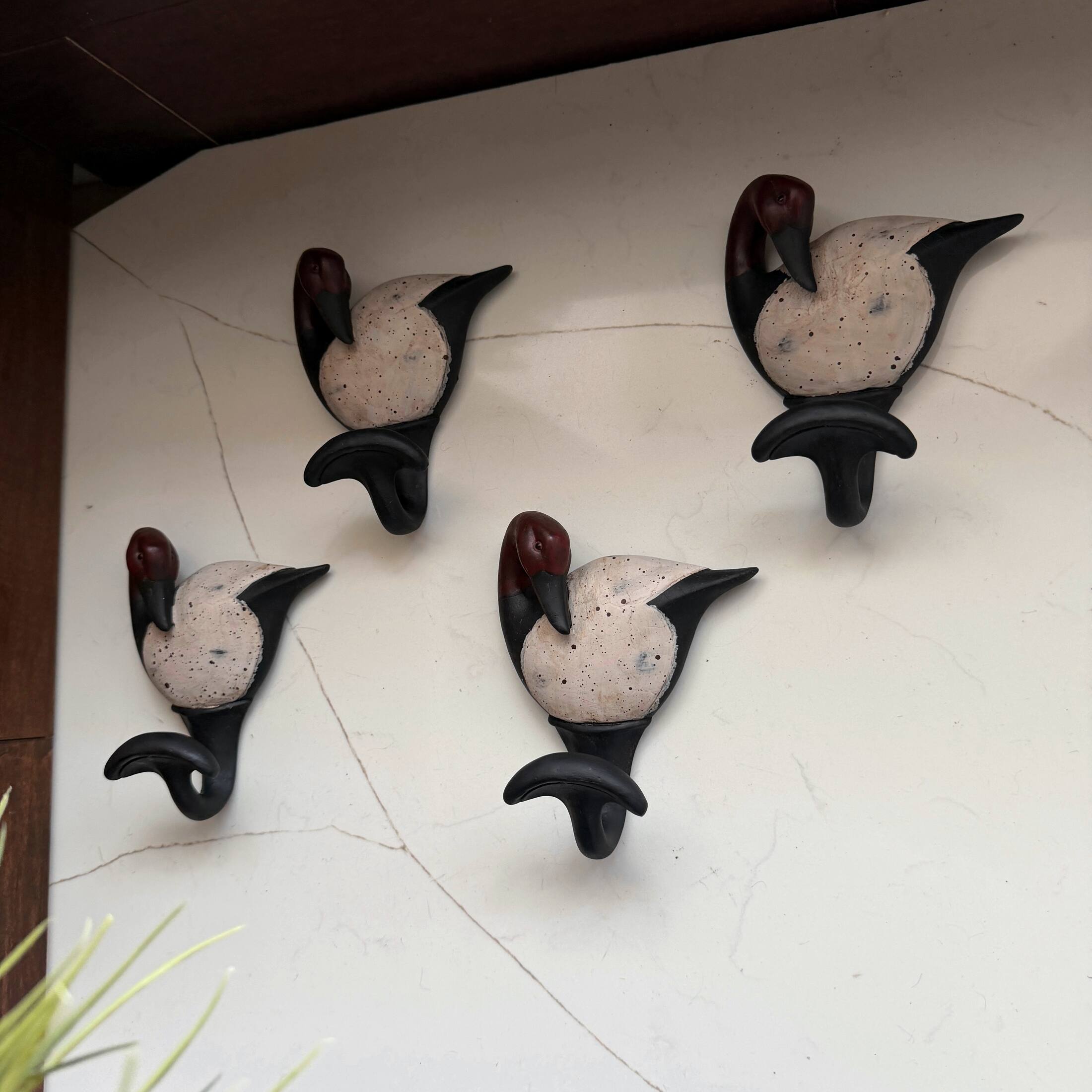 Alt View 3. Fancy That - Set of 4 Duck Wall Hooks Hand Painted Resin Rustic 5.5 Inch Decorative - Brown.