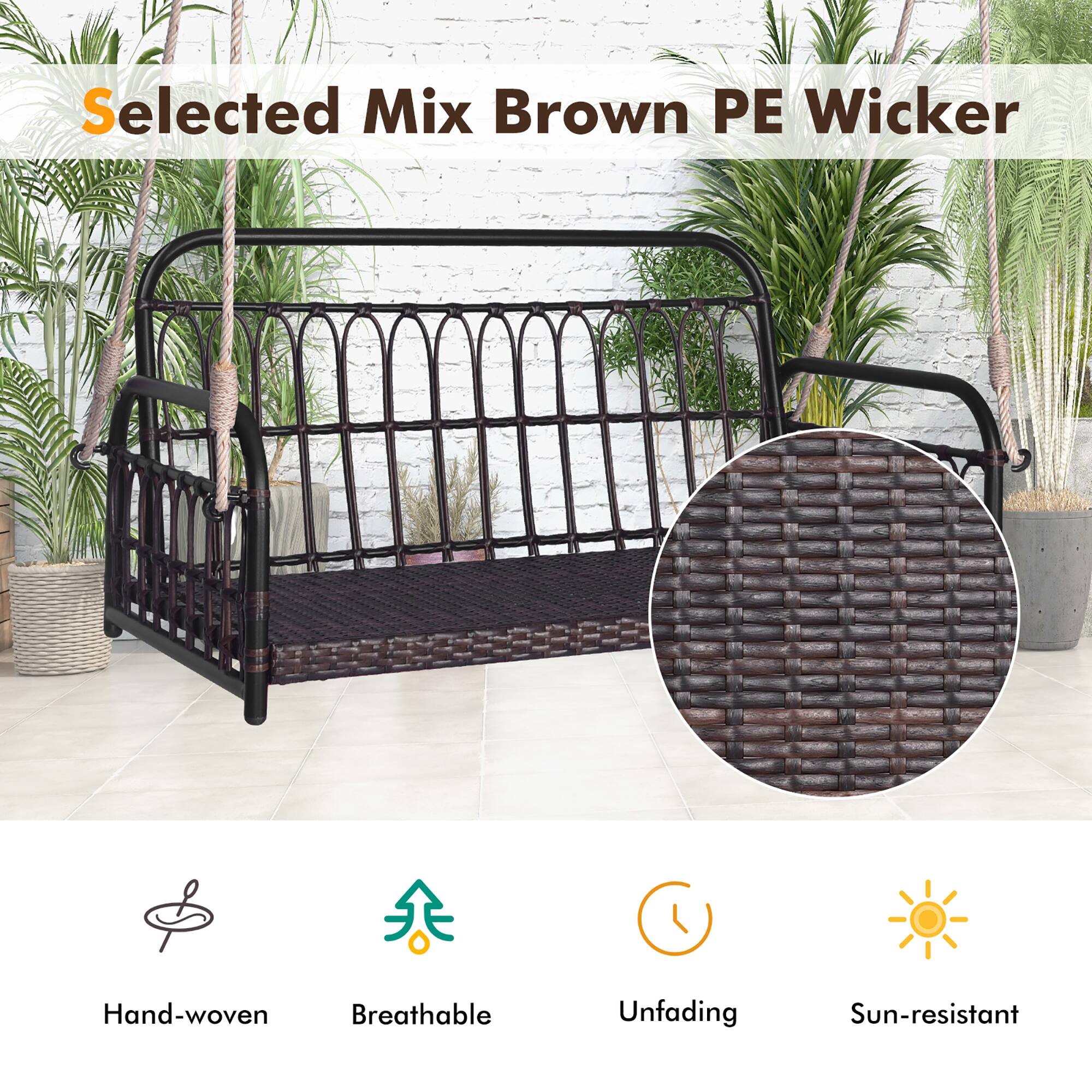 Selected Mix Brown PE Wicker

- Hand-woven
- Breathable
- Unfading
- Sun-resistant